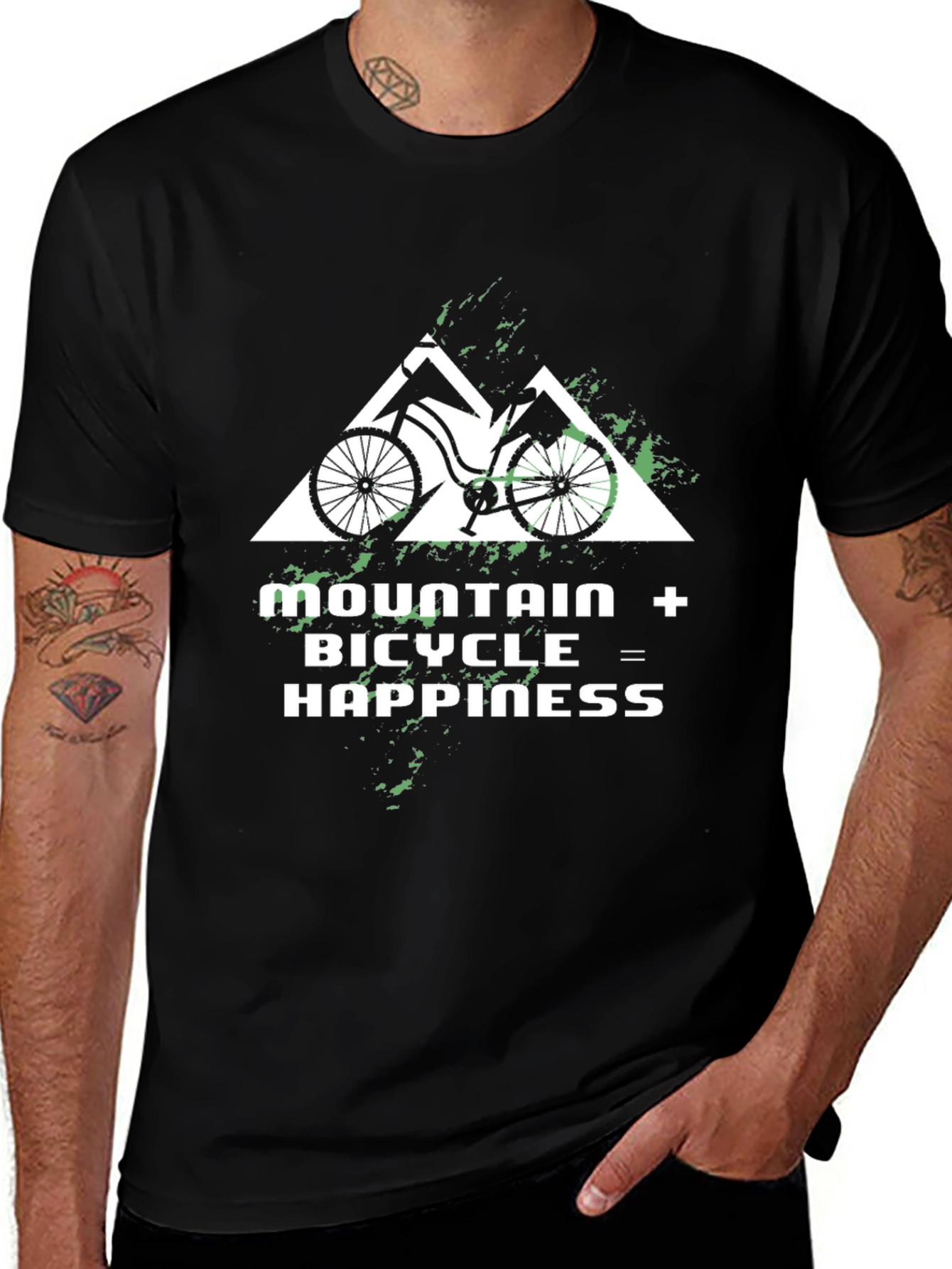 Mountain Bicycle Happiness Graphic Tee - Black