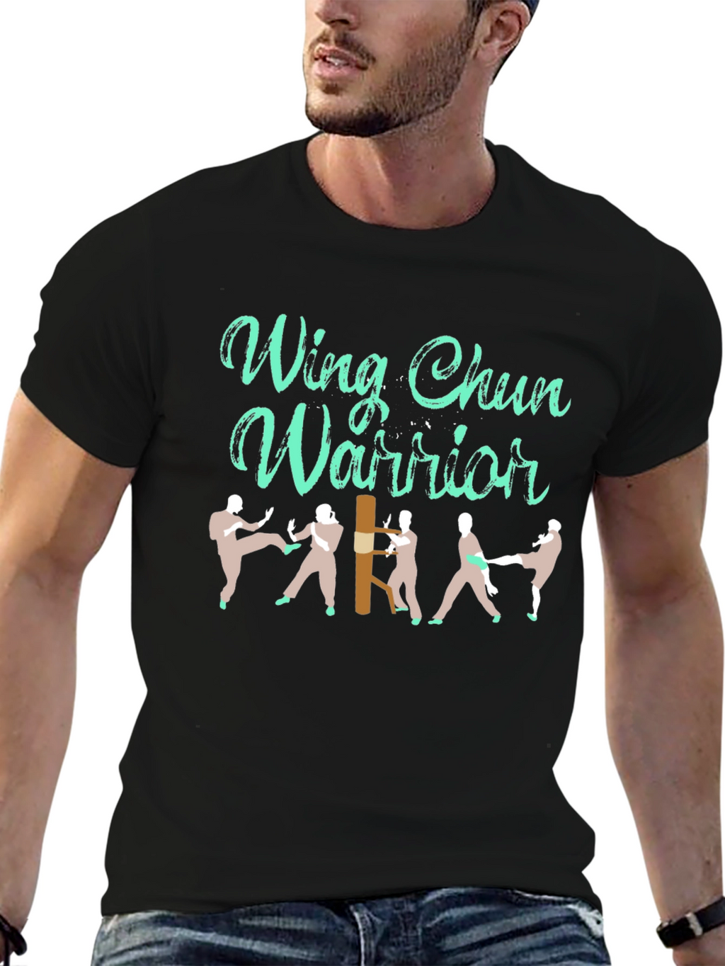 Wing Chun Warrior Black Graphic T-Shirt
