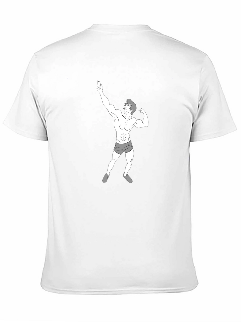 Mens Black T-Shirt with Cartoon Bodybuilder Graphic