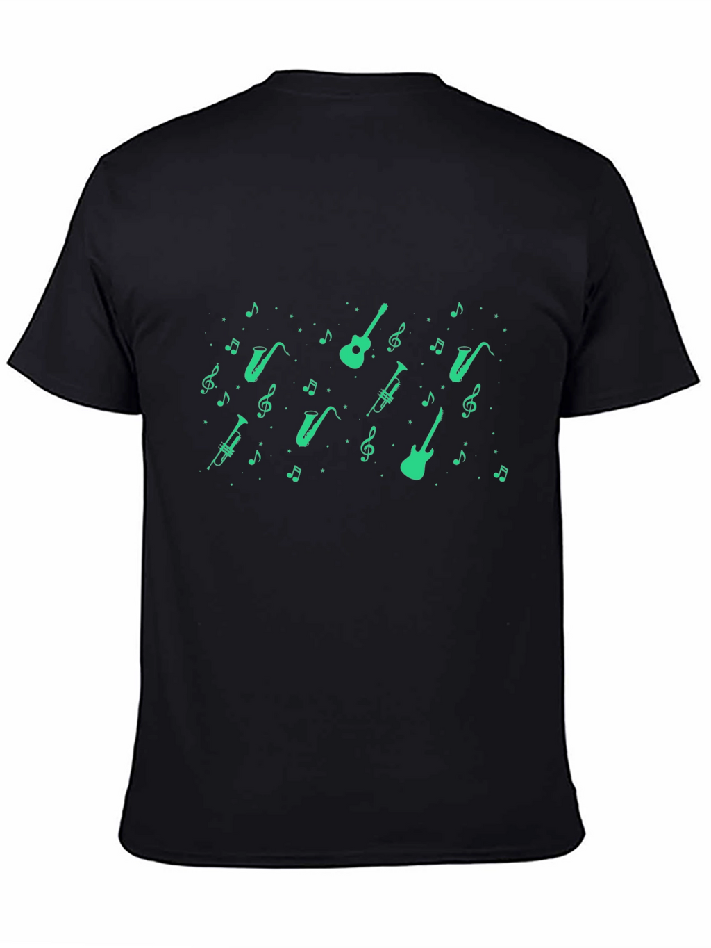 Musical Instrument Print Black T-Shirt
