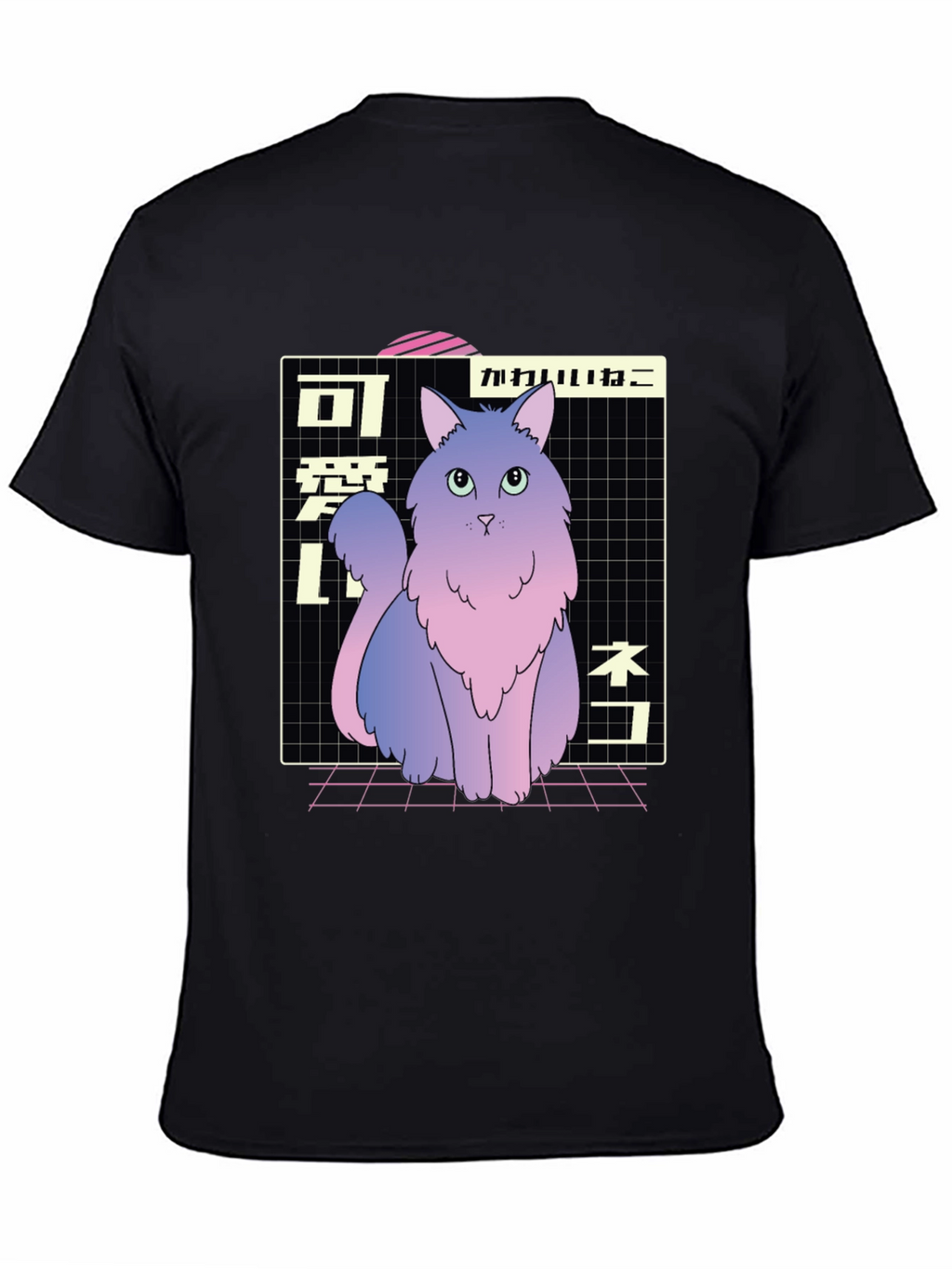 Aesthetic Cat T-Shirt - Vaporwave Style