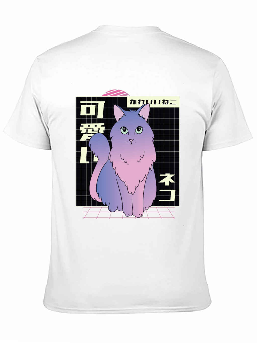 Aesthetic Cat T-Shirt - Vaporwave Style