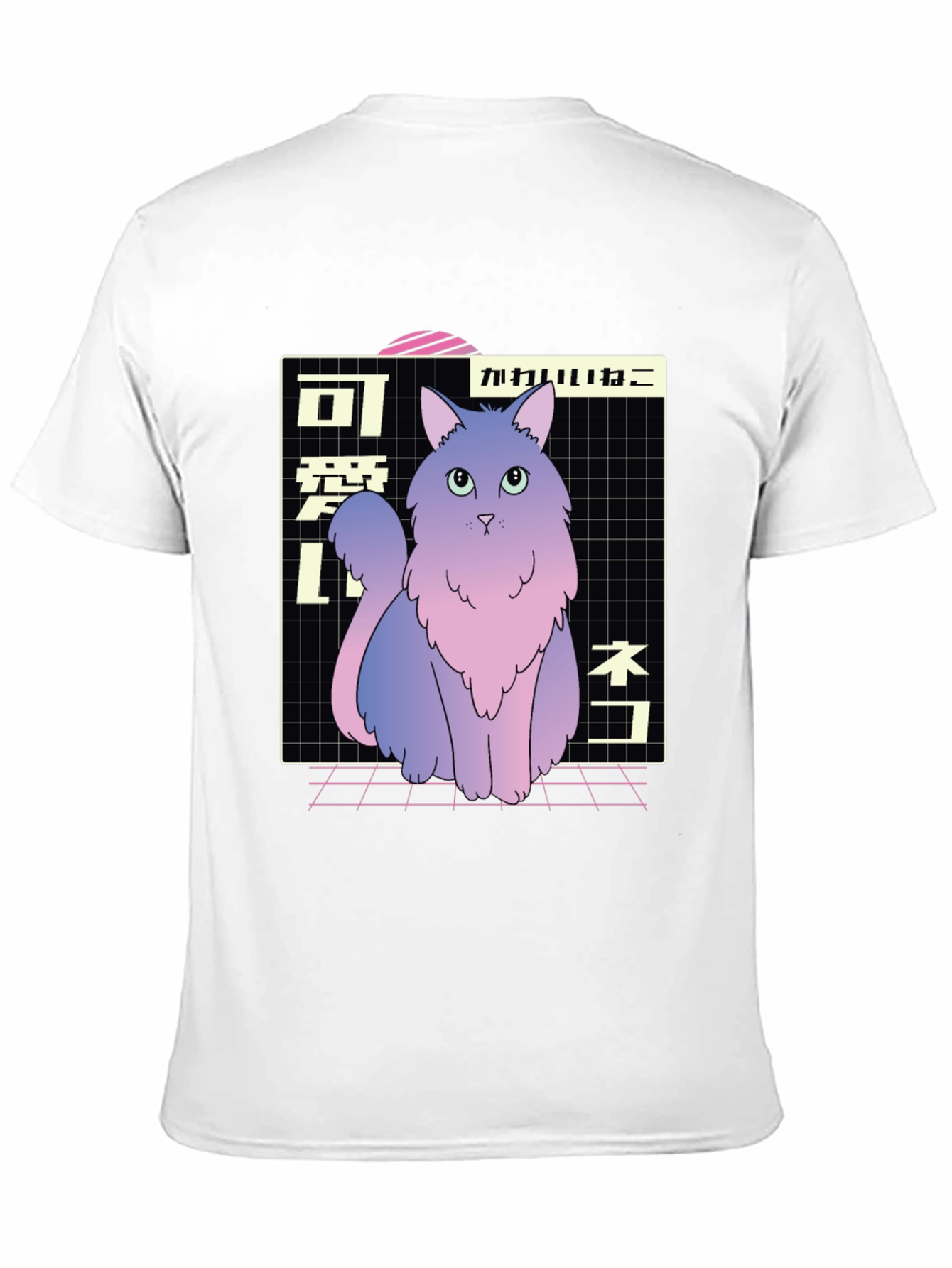 Aesthetic Cat T-Shirt - Vaporwave Style