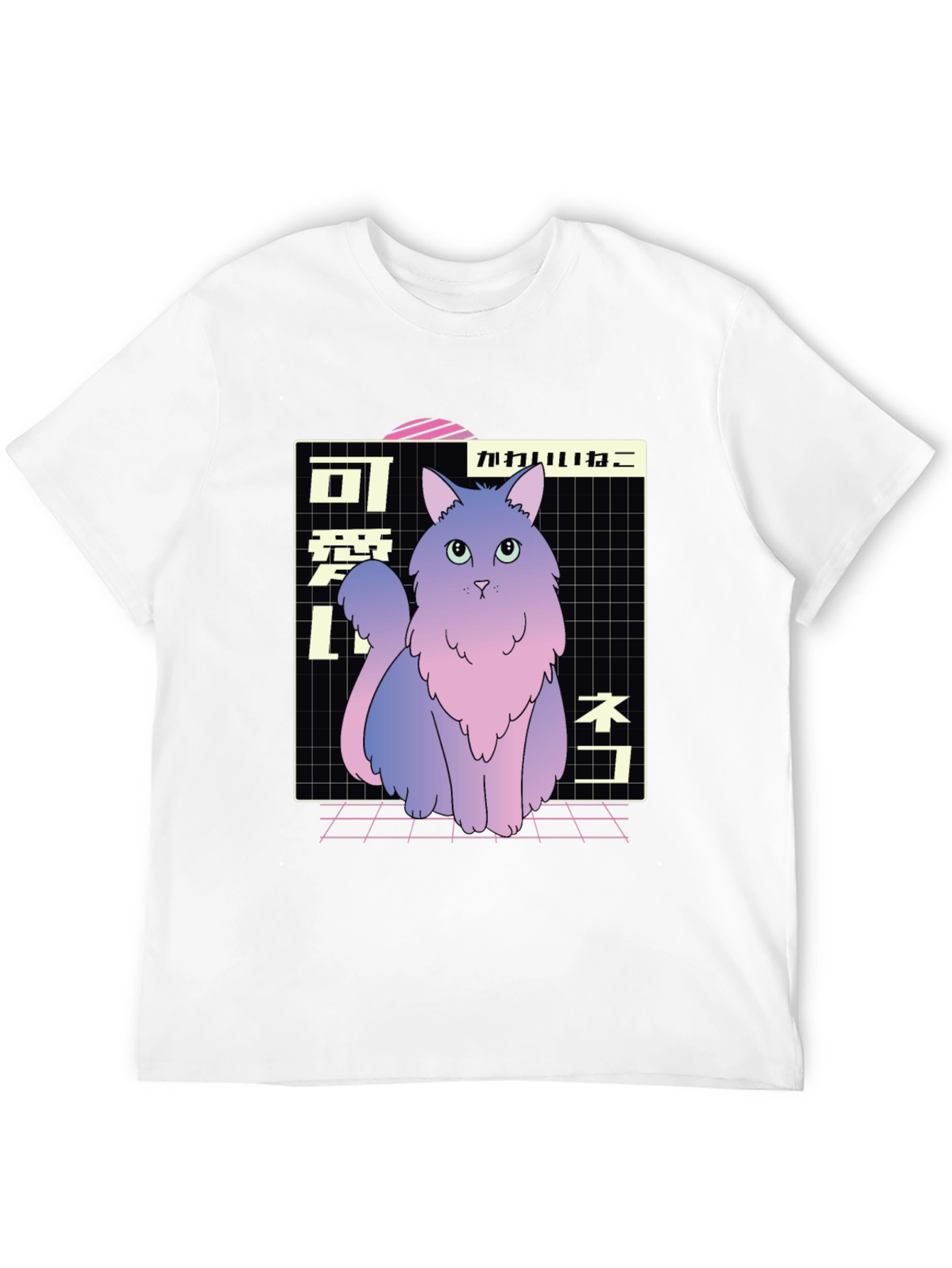 Aesthetic Cat T-Shirt - Vaporwave Style