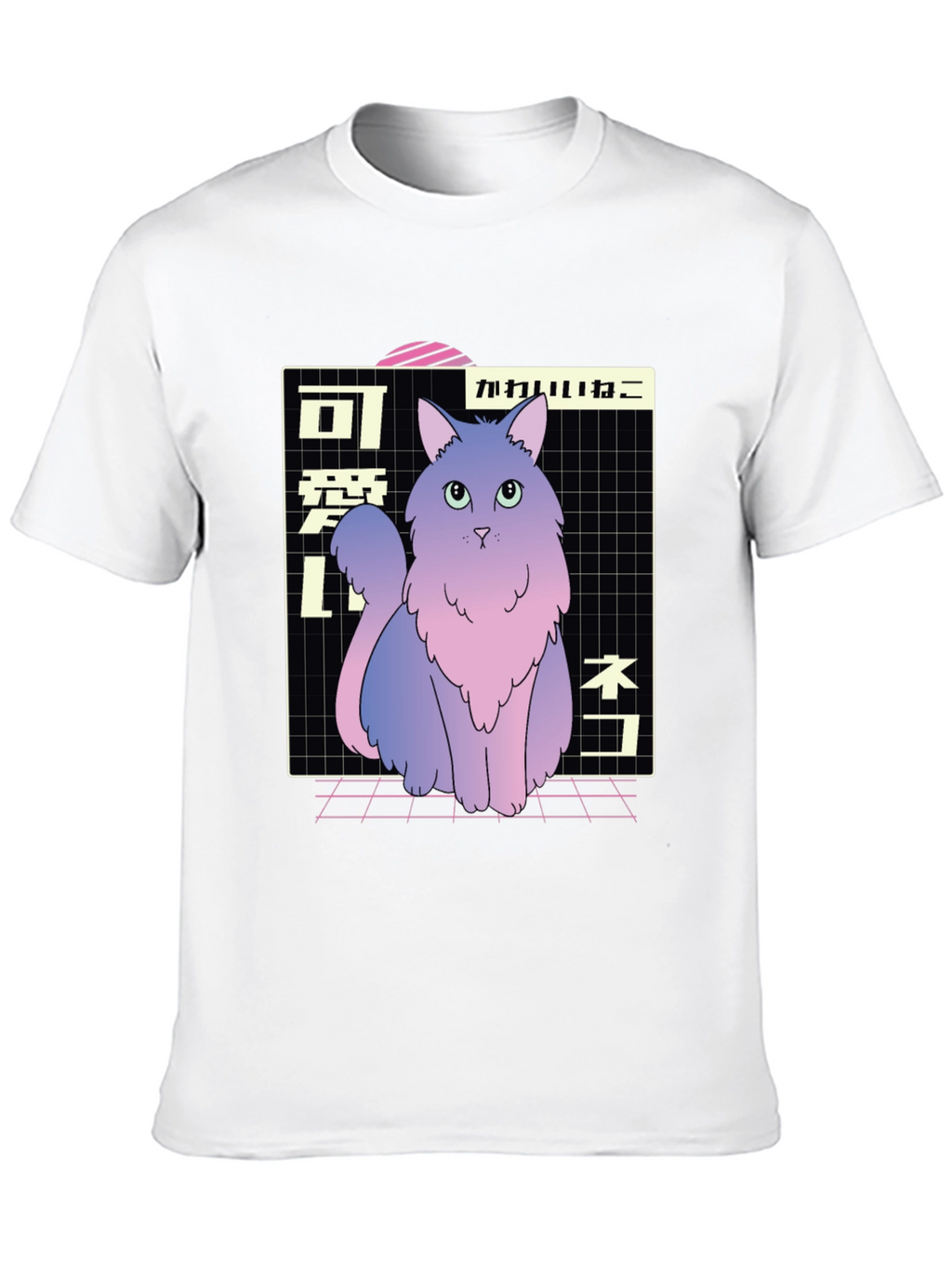 Aesthetic Cat T-Shirt - Vaporwave Style