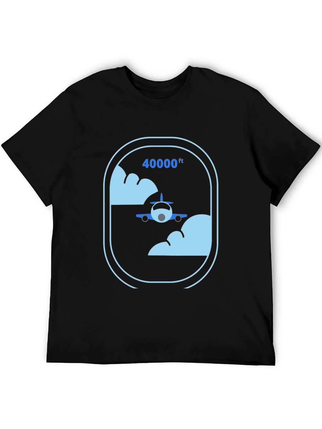 Airplane at 40000ft Graphic Black T-Shirt