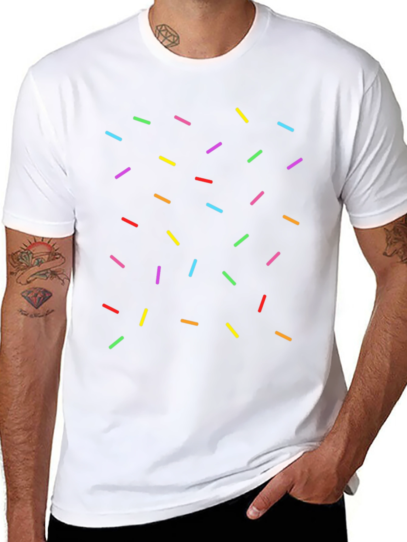 Sprinkle Pattern Black T-Shirt - Casual Unisex Tee