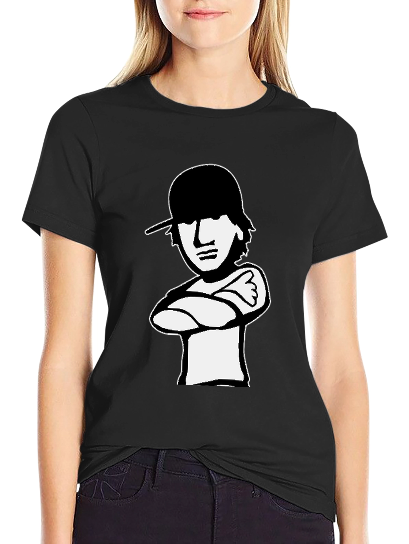 Cool Cartoon Graphic Tee - Black Cotton Shirt