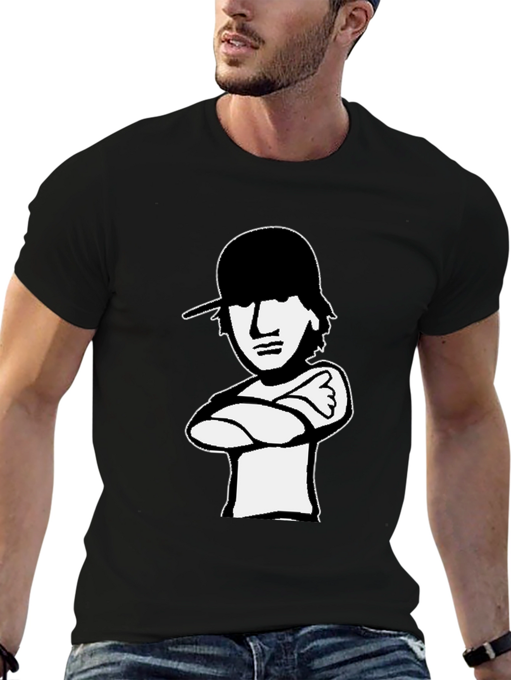 Cool Cartoon Graphic Tee - Black Cotton Shirt