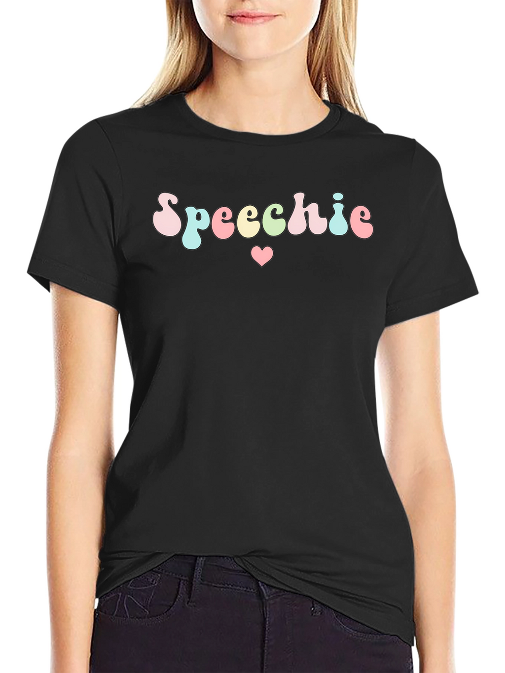 Speechie Heart Graphic Black T-Shirt