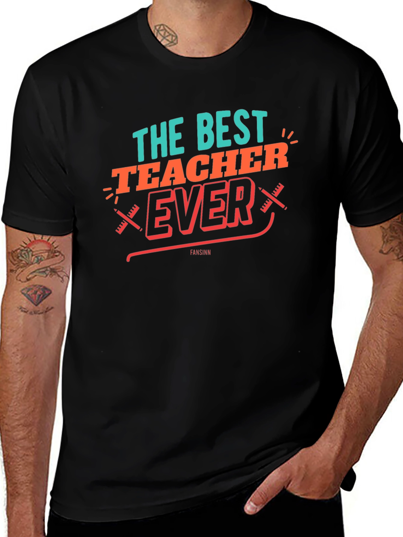 Best Teacher Ever Graphic Tee - Black