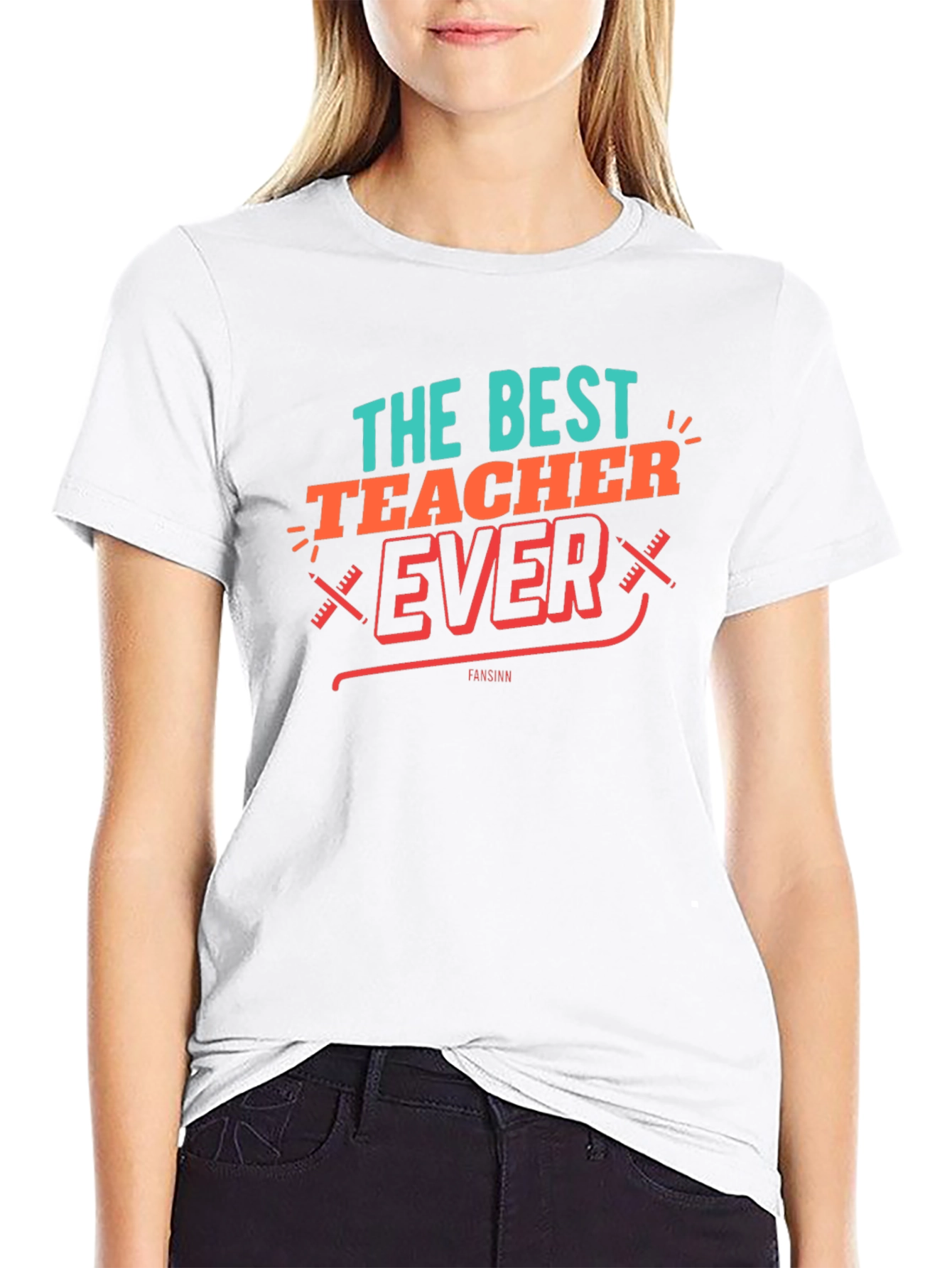 Best Teacher Ever Graphic Tee - Black