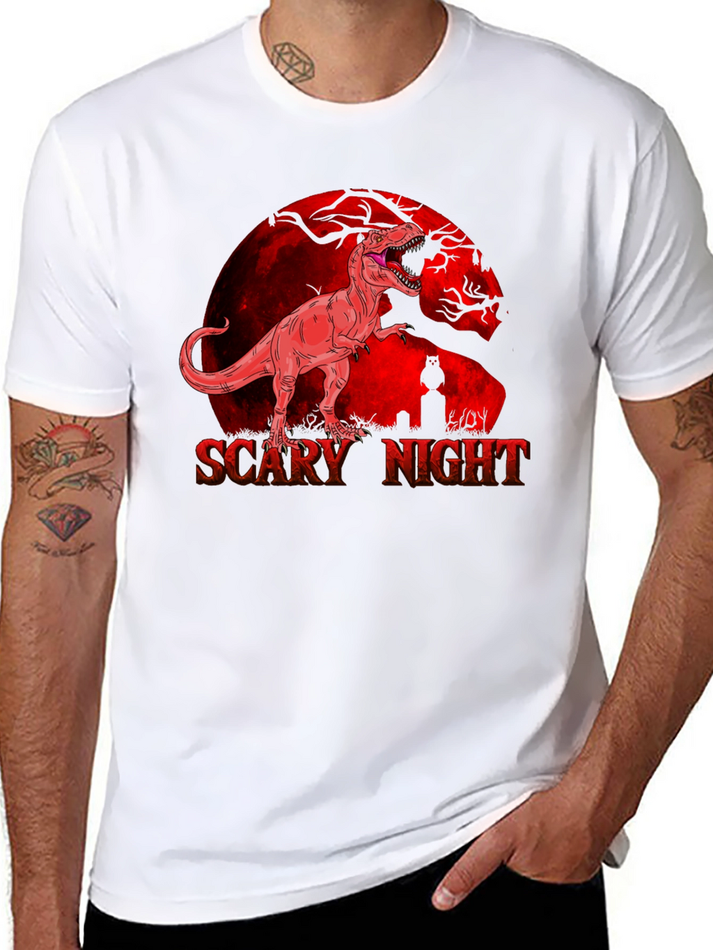 Scary Night T-Rex Graphic Tee - Halloween Ready!