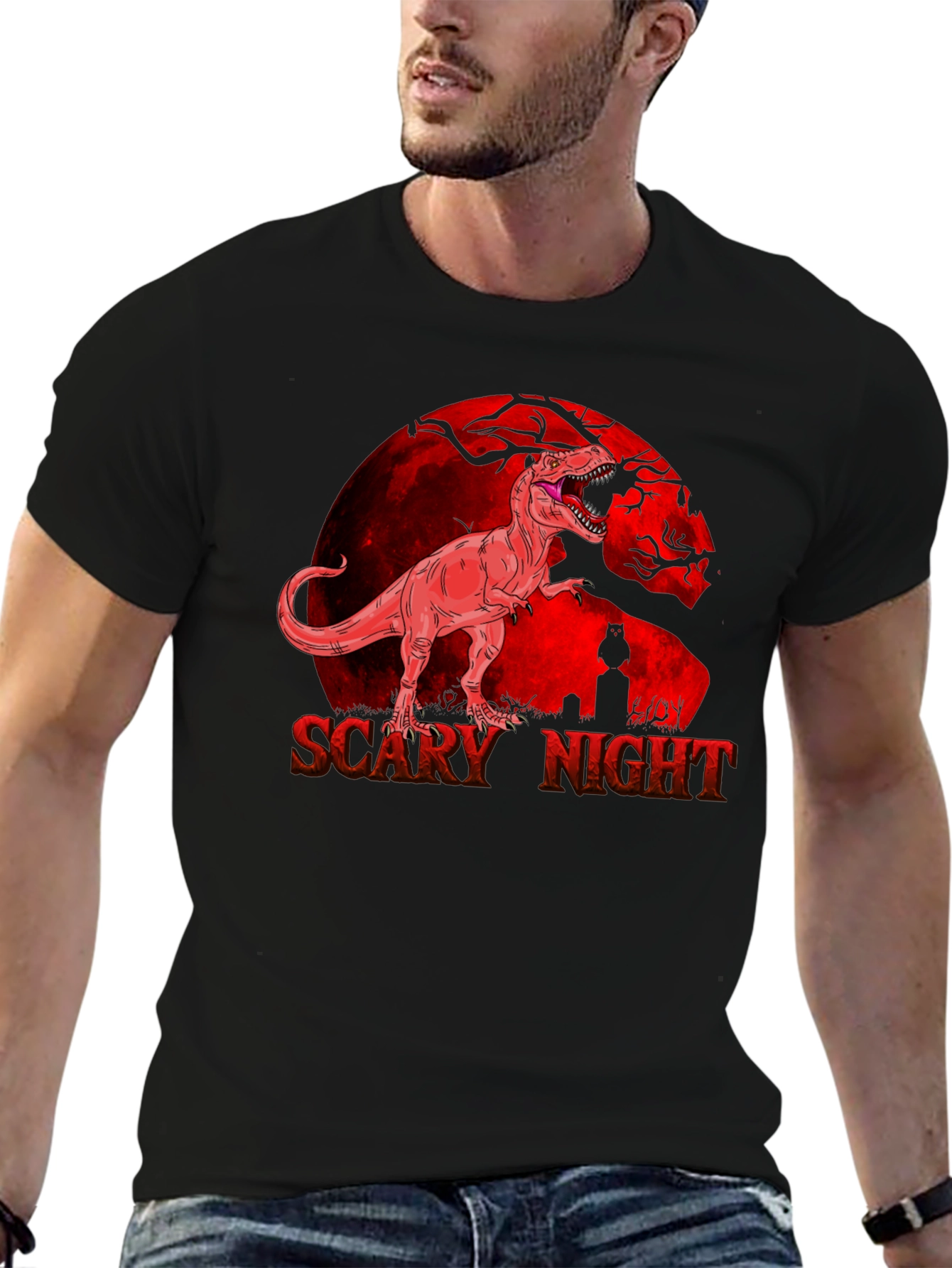 Scary Night T-Rex Graphic Tee - Halloween Ready!