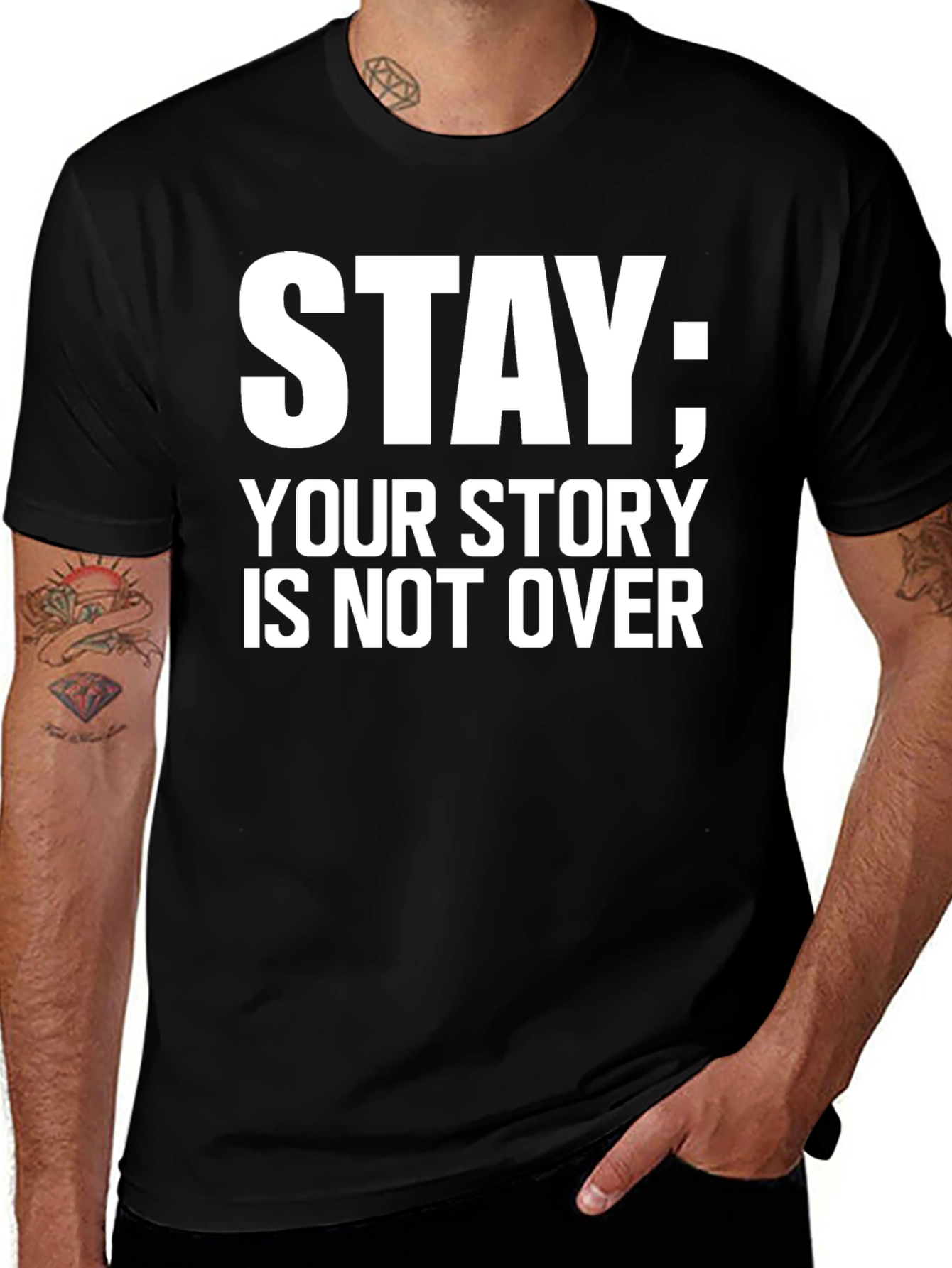 Stay Your Story Tee - Motivational Message Black T-Shirt