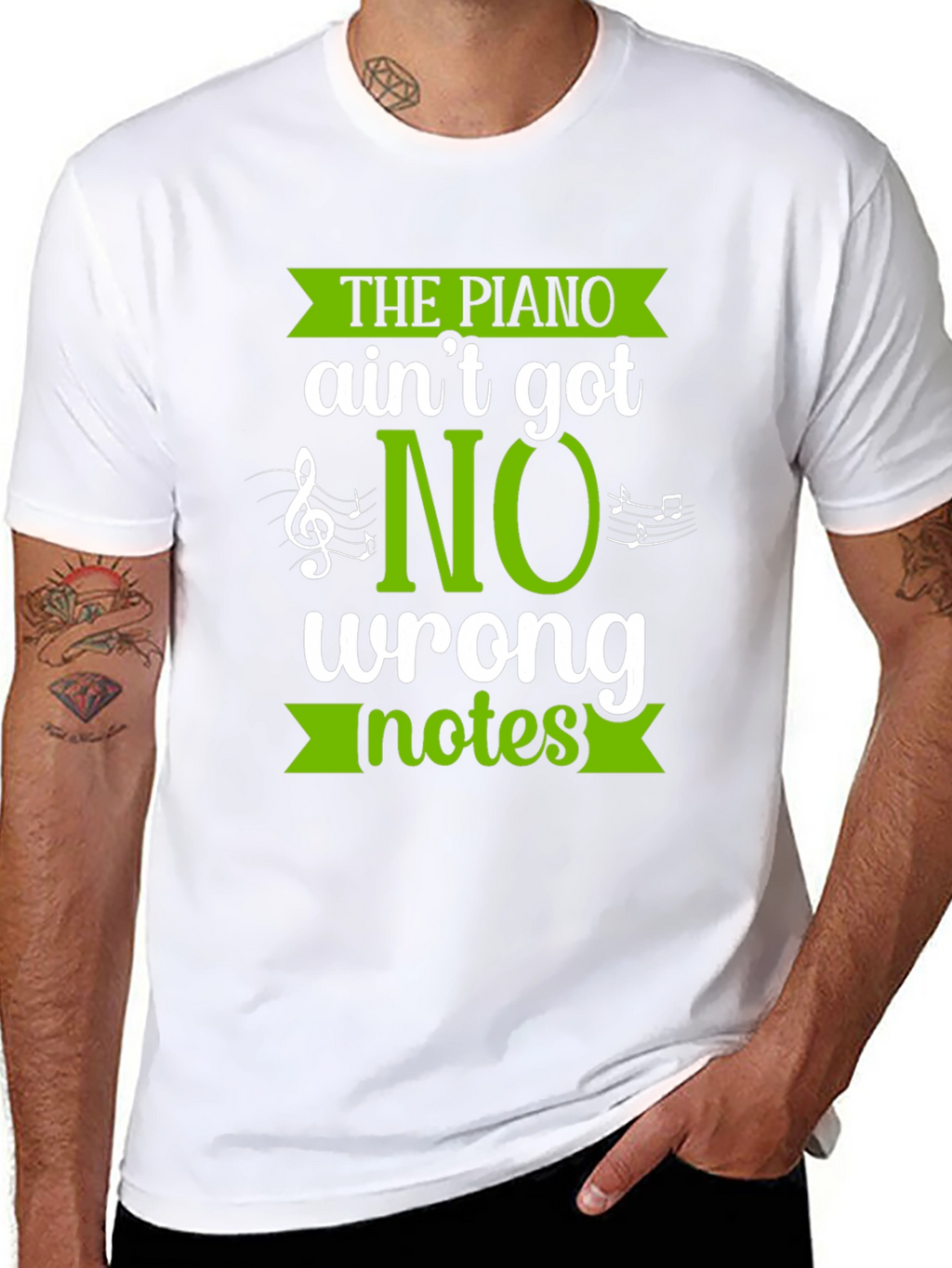 The Piano Aint Got No Wrong Notes Black T-Shirt