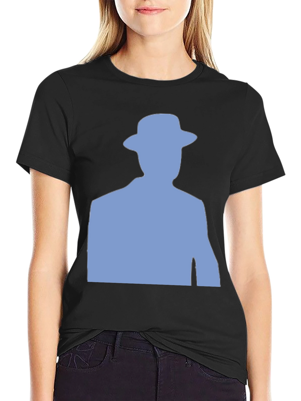 Mystery Man Silhouette Graphic Tee - Black