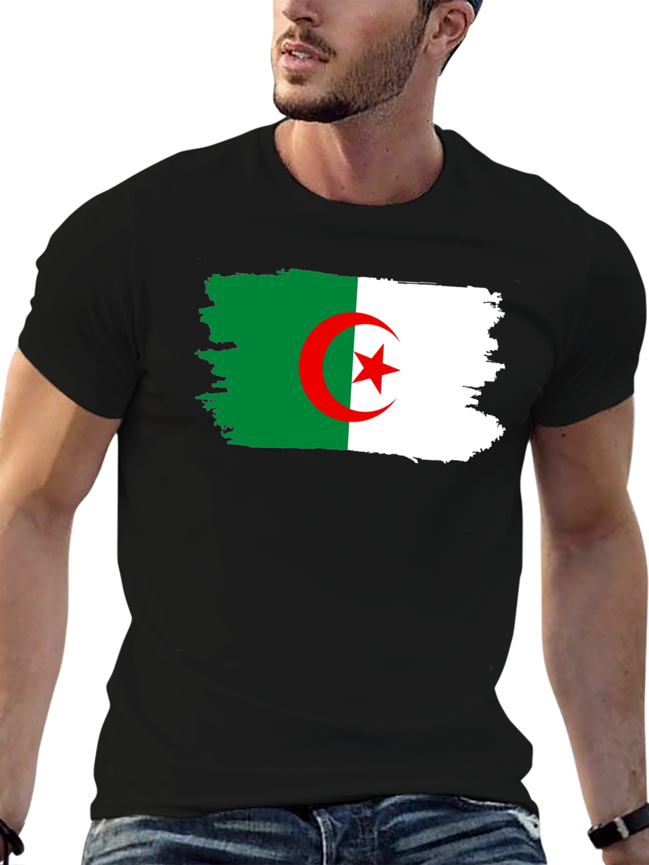 Algeria Flag T-Shirt - Black Cotton Tee