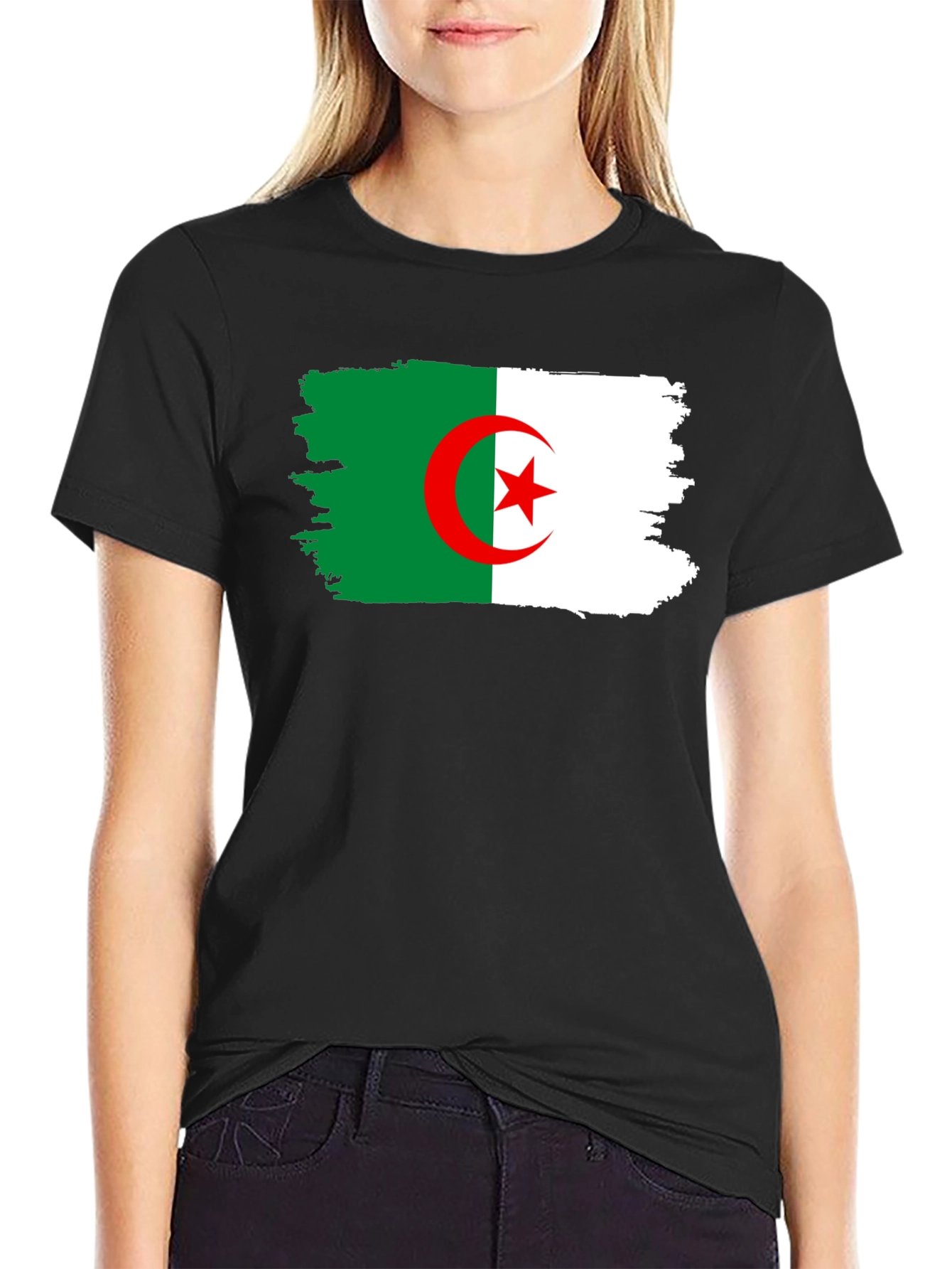 Algeria Flag T-Shirt - Black Cotton Tee