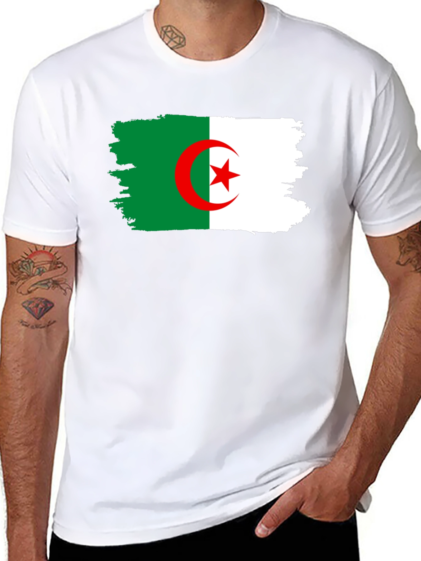 Algeria Flag T-Shirt - Black Cotton Tee