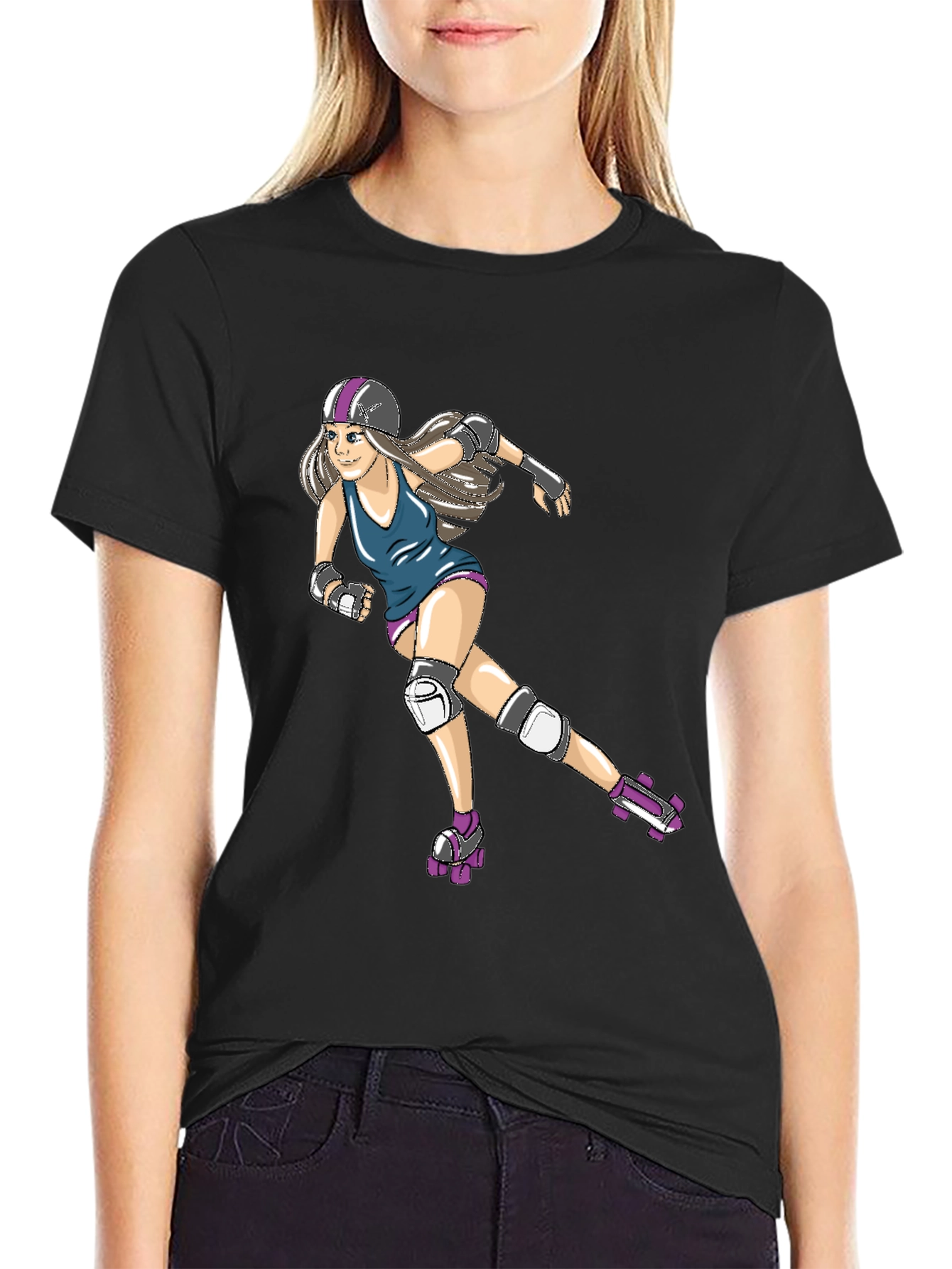 Roller Derby Girl Black T-Shirt