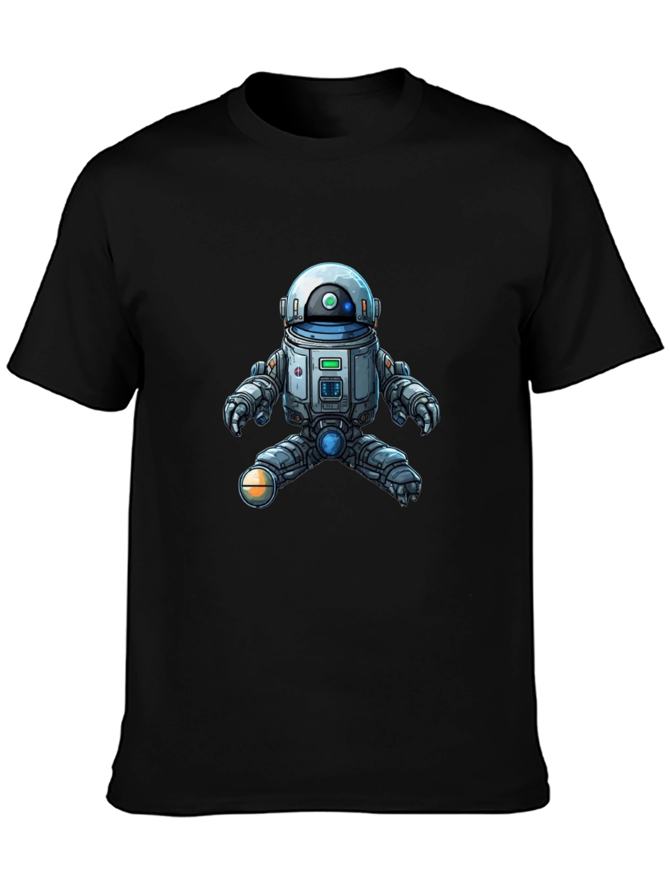 Cool Robot Graphic Tee - Black Cotton Blend