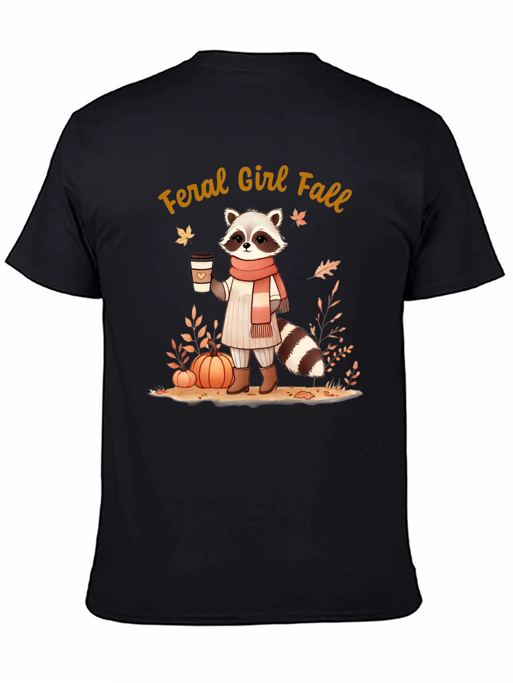 Feral Girl Fall Raccoon T-Shirt