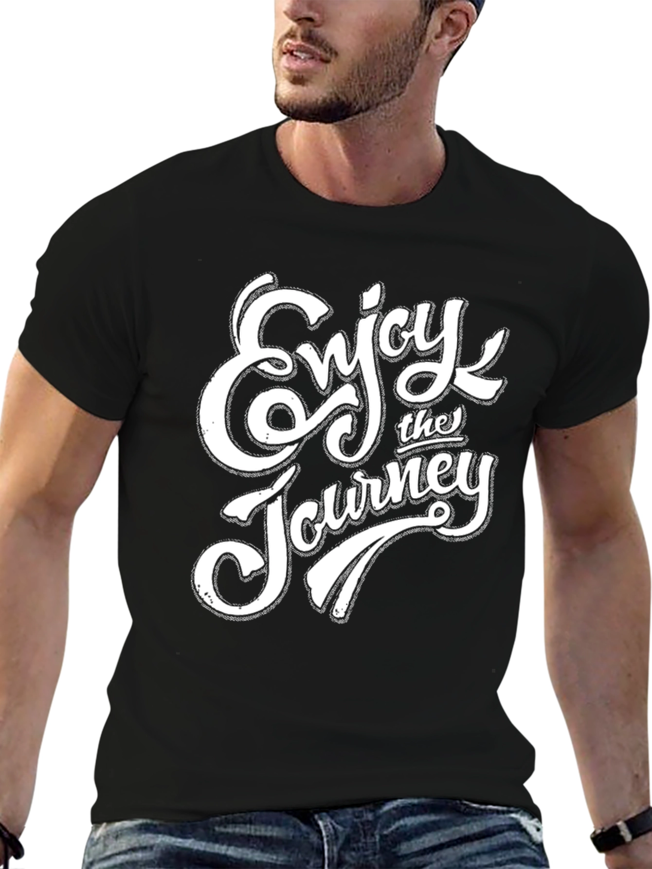 Enjoy the Journey Graphic Tee - Black Cotton Blend