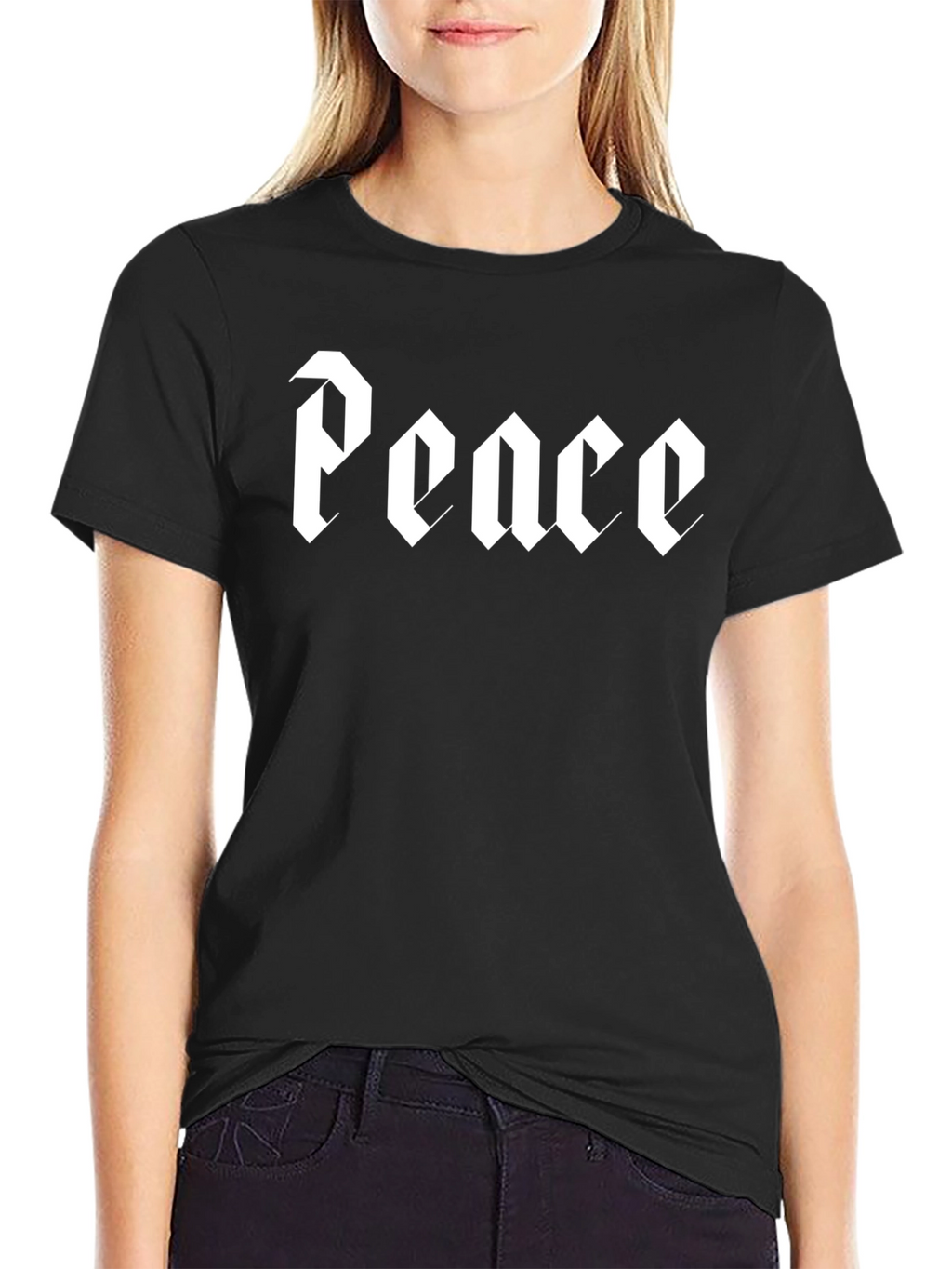 Peace Graphic Tee - Black Crew Neck T-Shirt