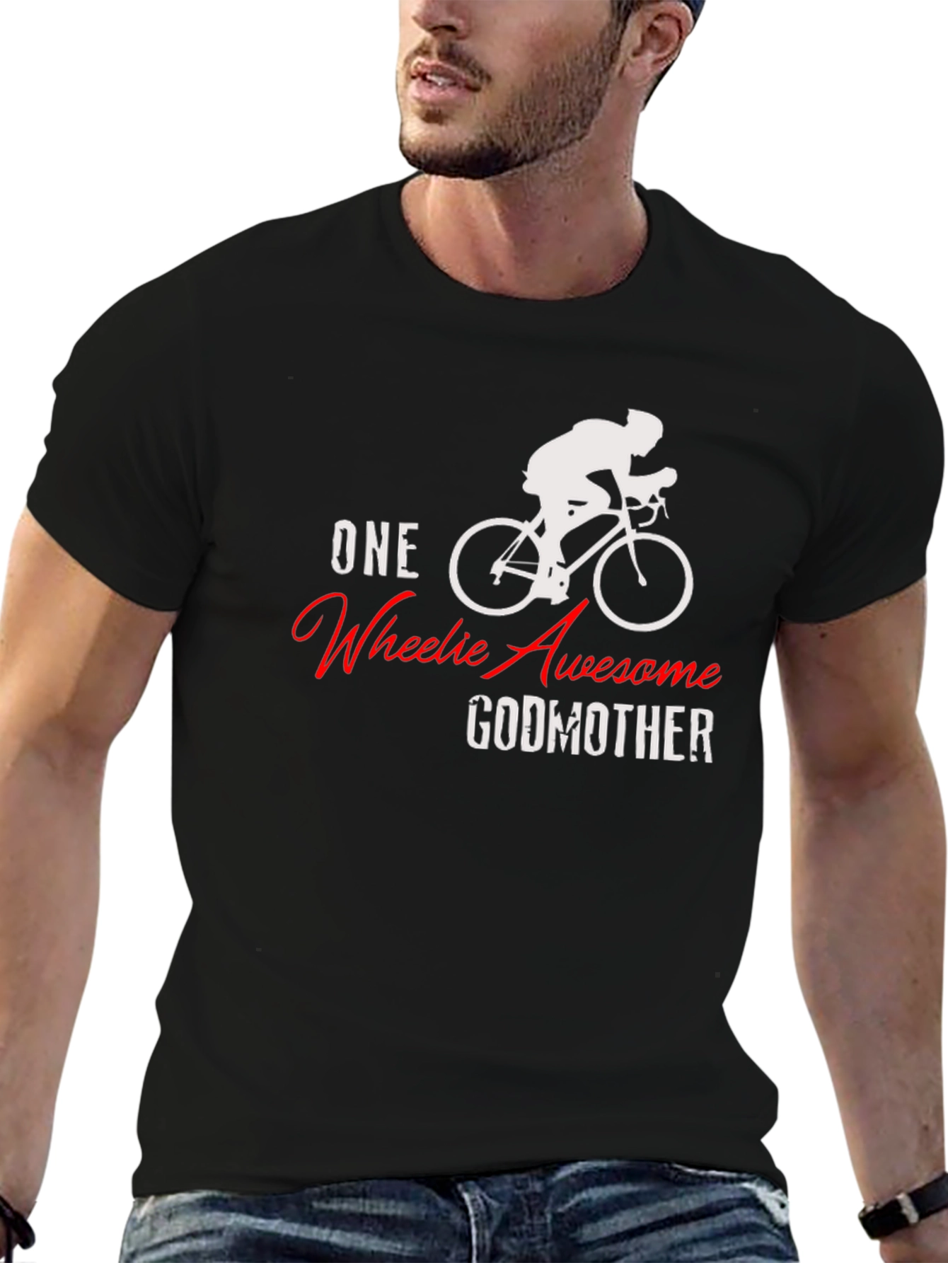 One Wheelie Awesome Godmother Black T-Shirt