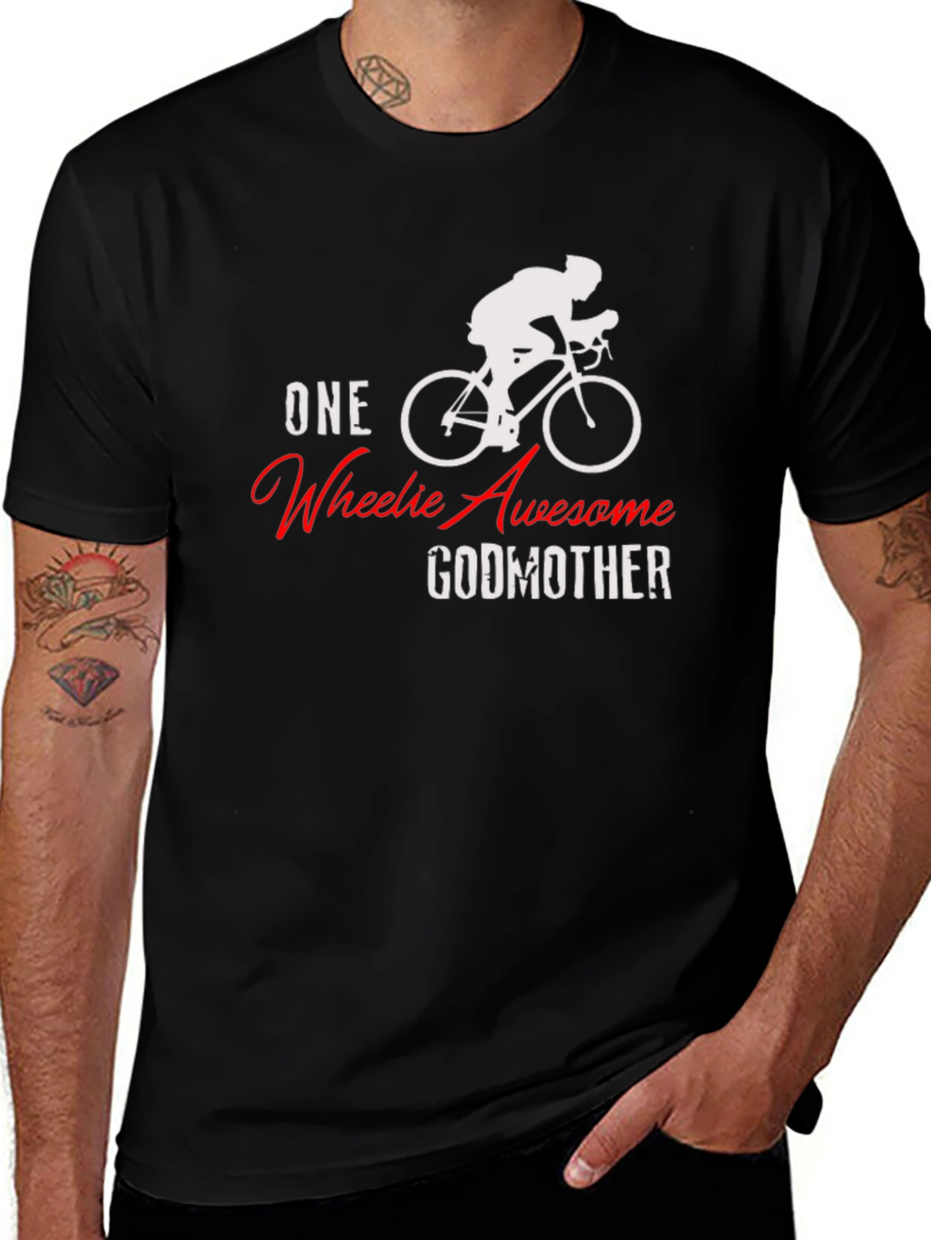 One Wheelie Awesome Godmother Black T-Shirt