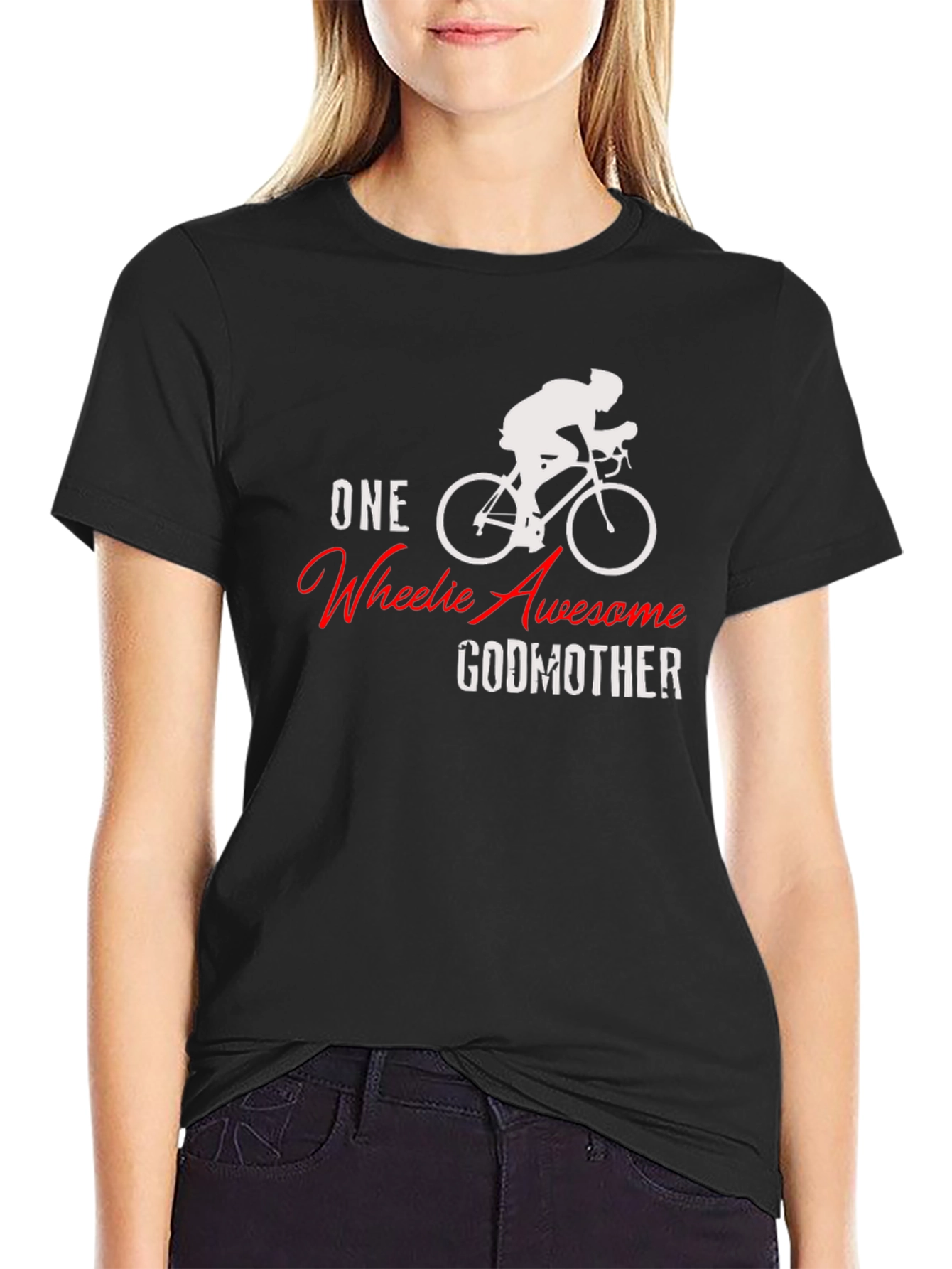 One Wheelie Awesome Godmother Black T-Shirt