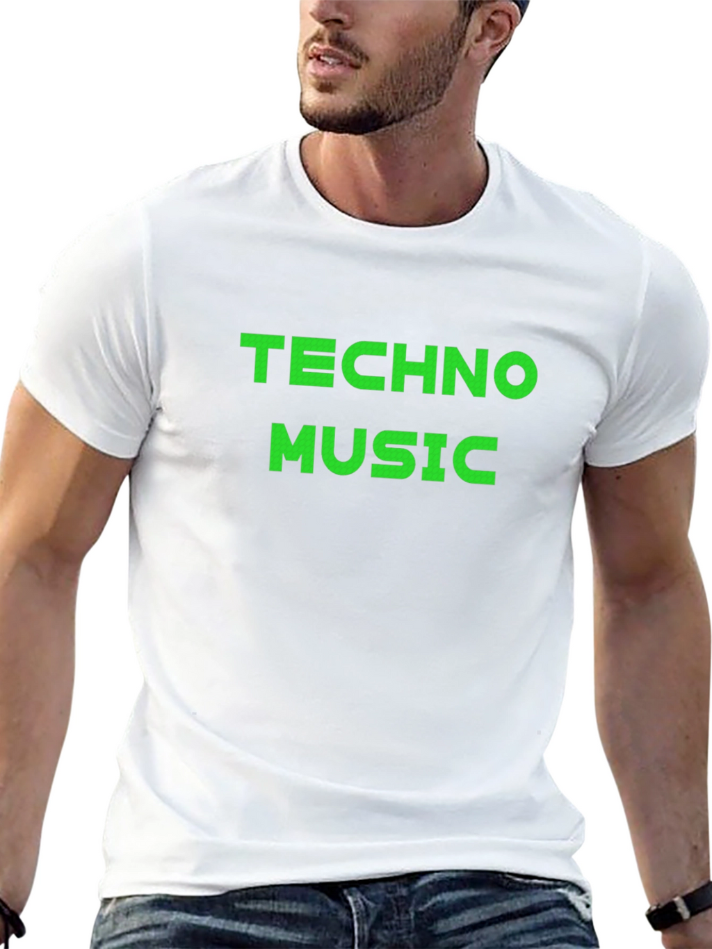 Techno Music Black Cotton Tee