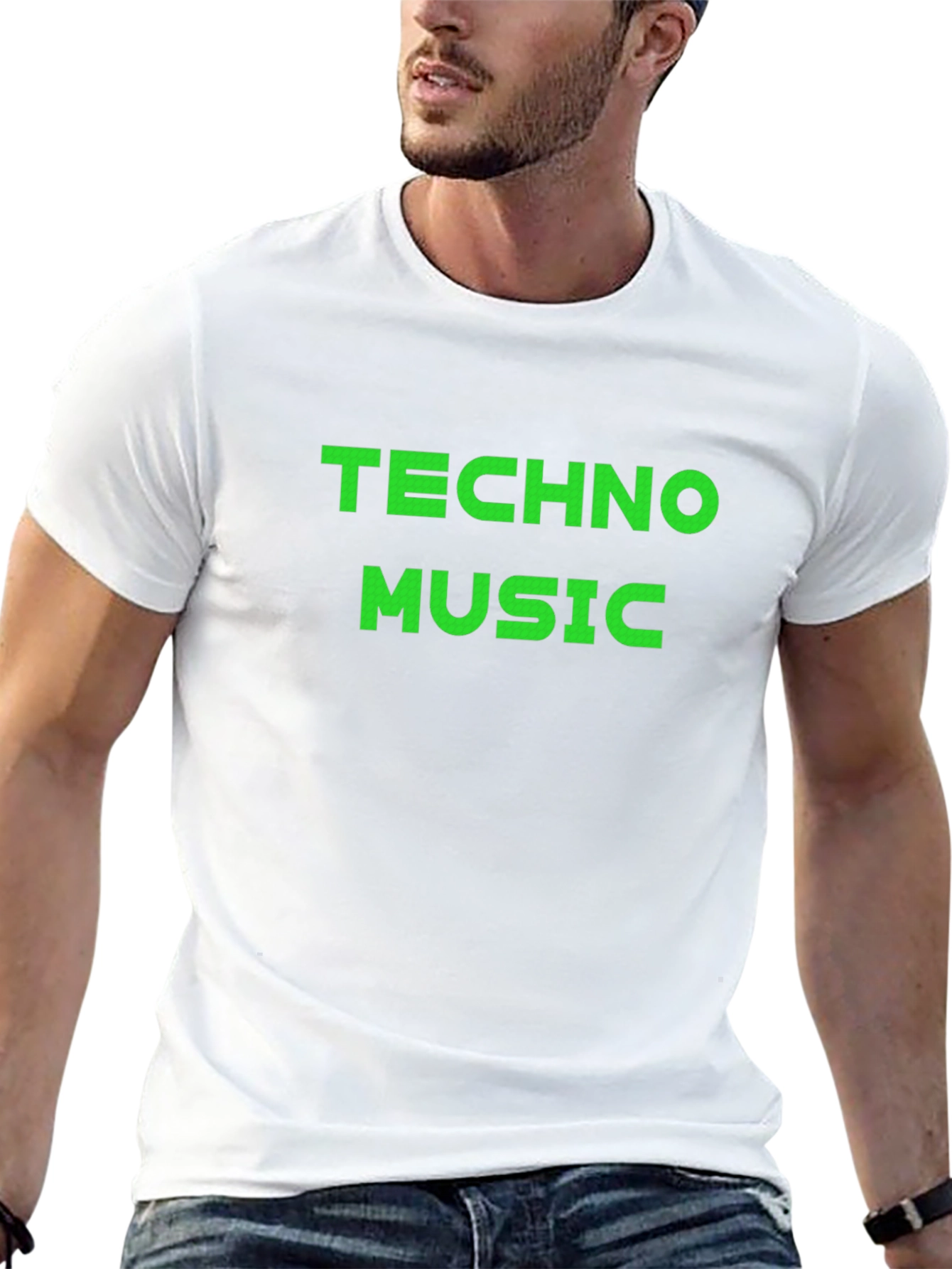 Techno Music Black Cotton Tee