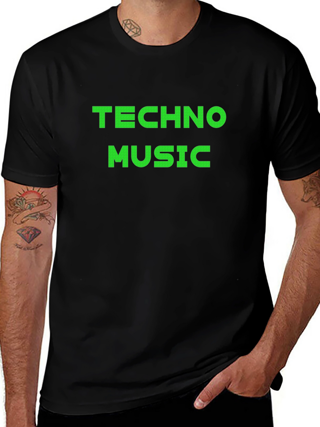 Techno Music Black Cotton Tee
