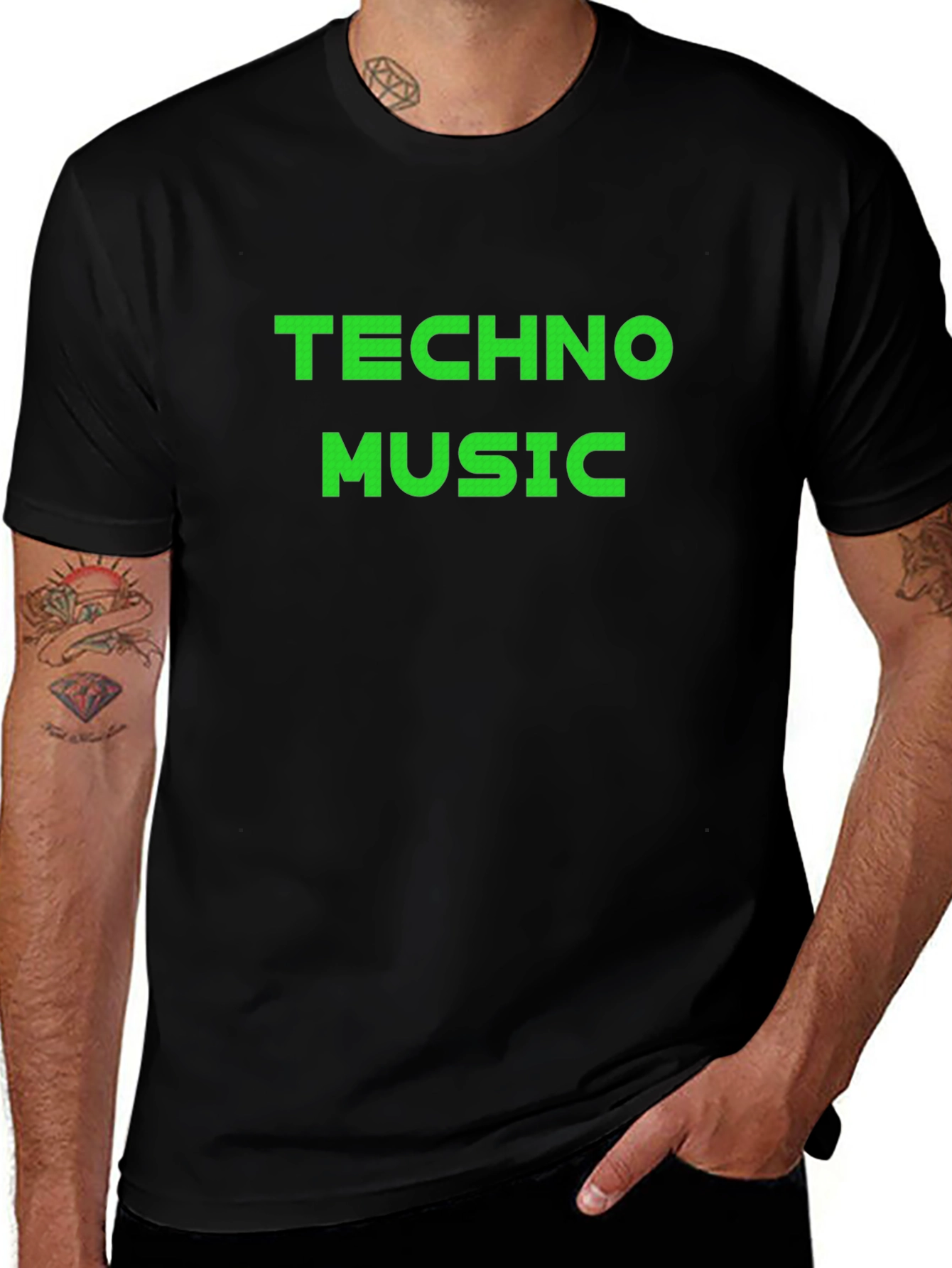 Techno Music Black Cotton Tee