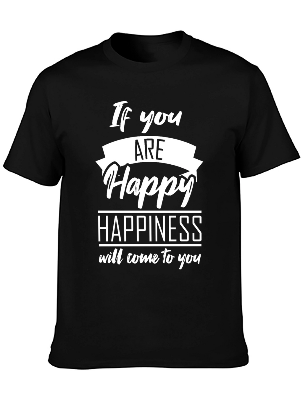 Happy Graphic Black T-Shirt - Inspirational Tee