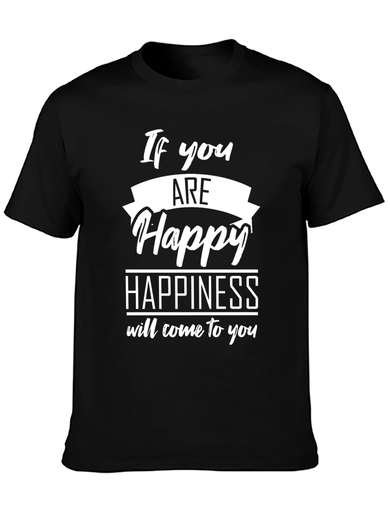 Happy Graphic Black T-Shirt - Inspirational Tee