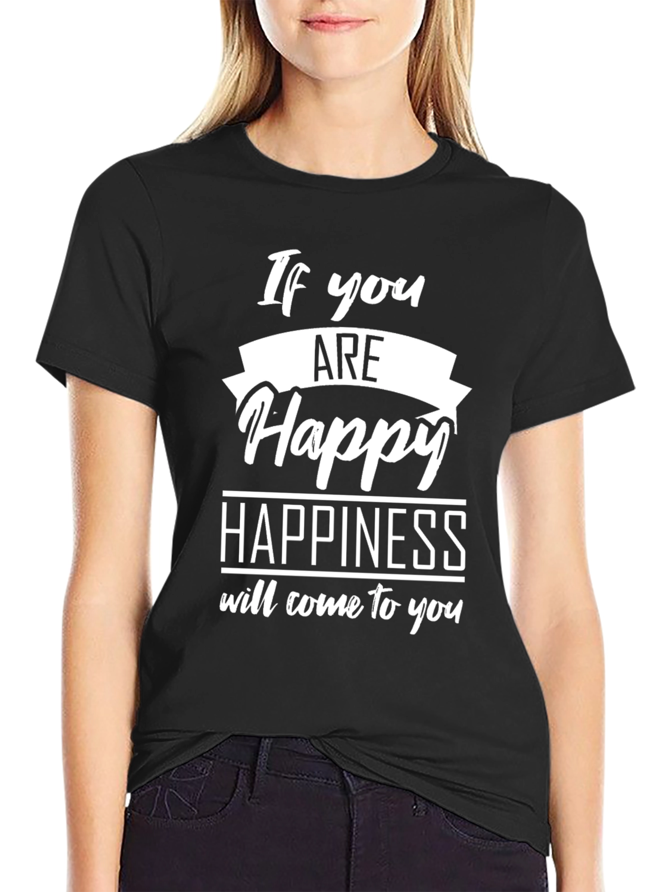 Happy Graphic Black T-Shirt - Inspirational Tee