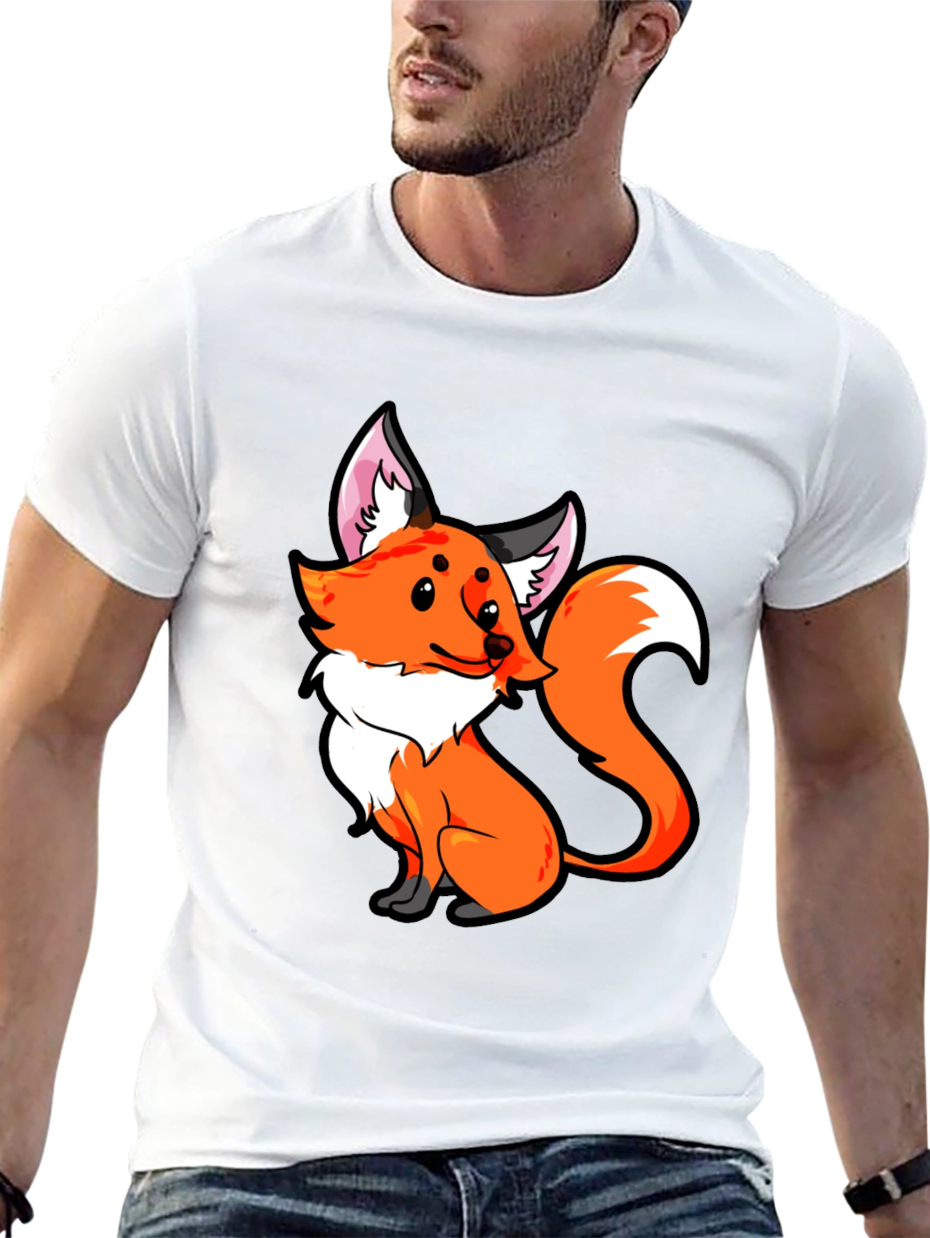 Fox Graphic Tee - Cute Cartoon Animal T-Shirt