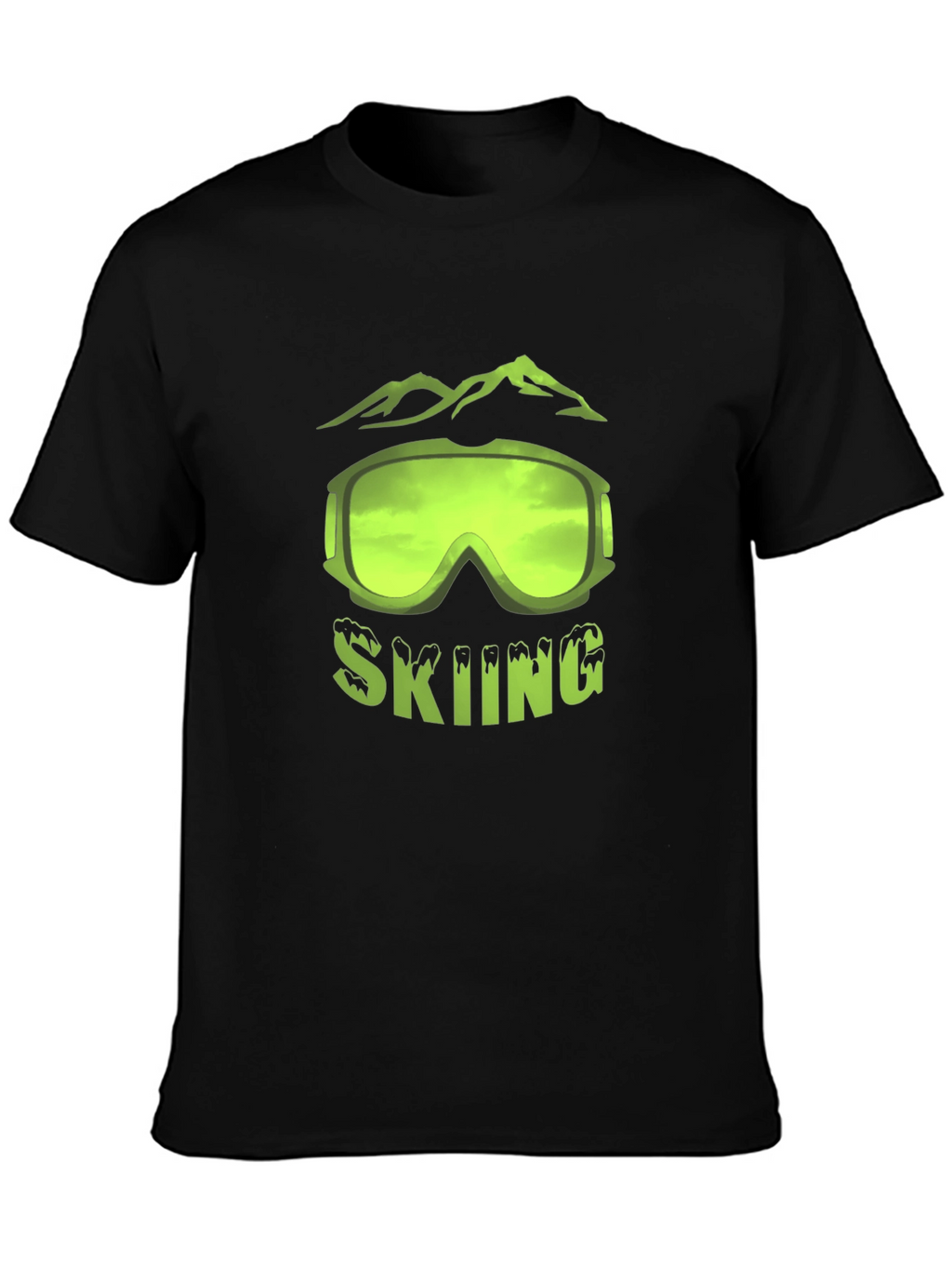 Skiing Graphic T-Shirt - Black Short Sleeve Tee