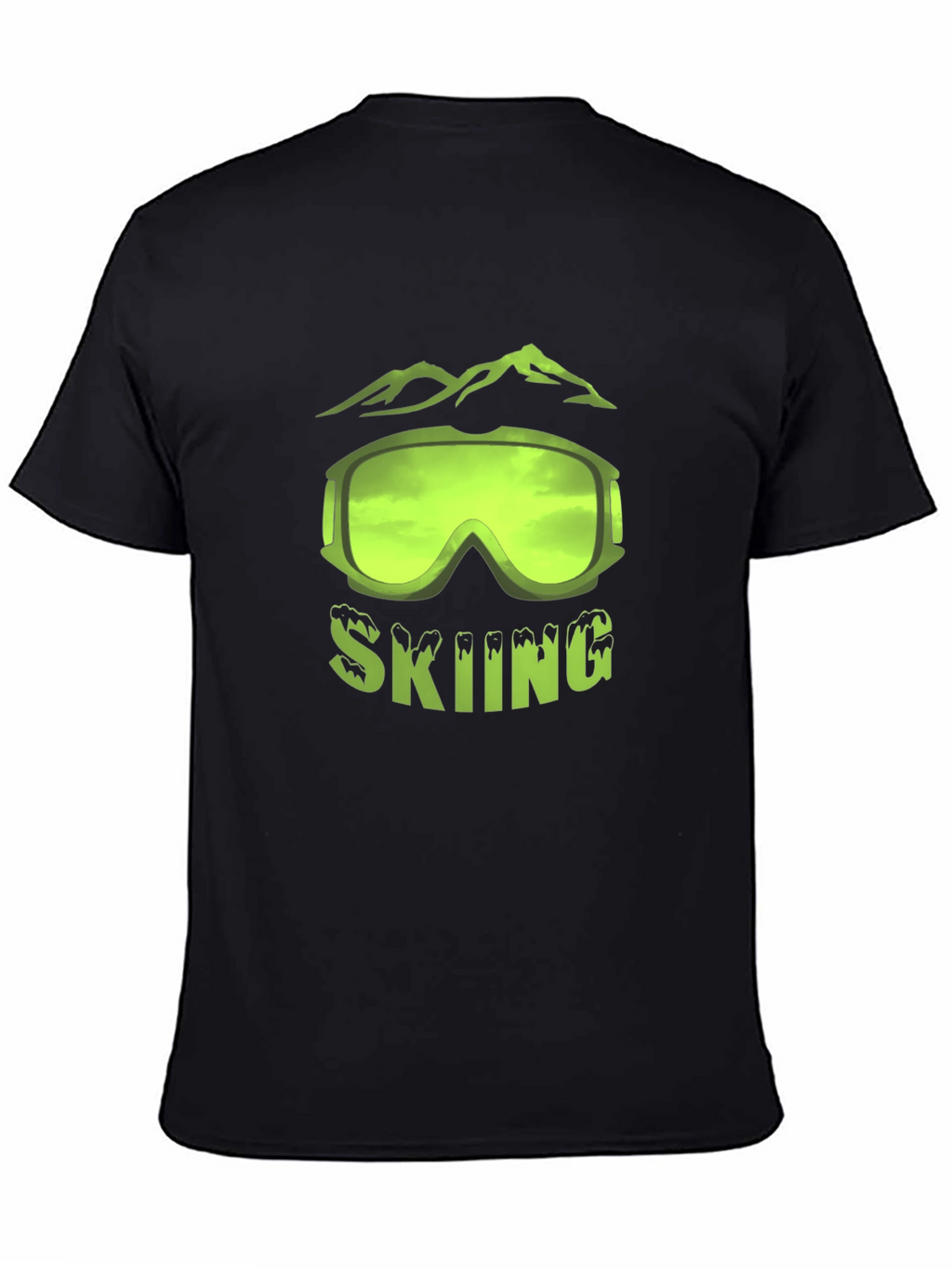 Skiing Graphic T-Shirt - Black Short Sleeve Tee
