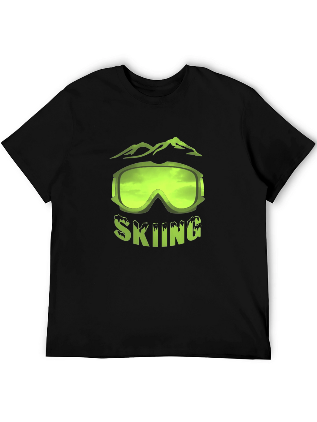 Skiing Graphic T-Shirt - Black Short Sleeve Tee