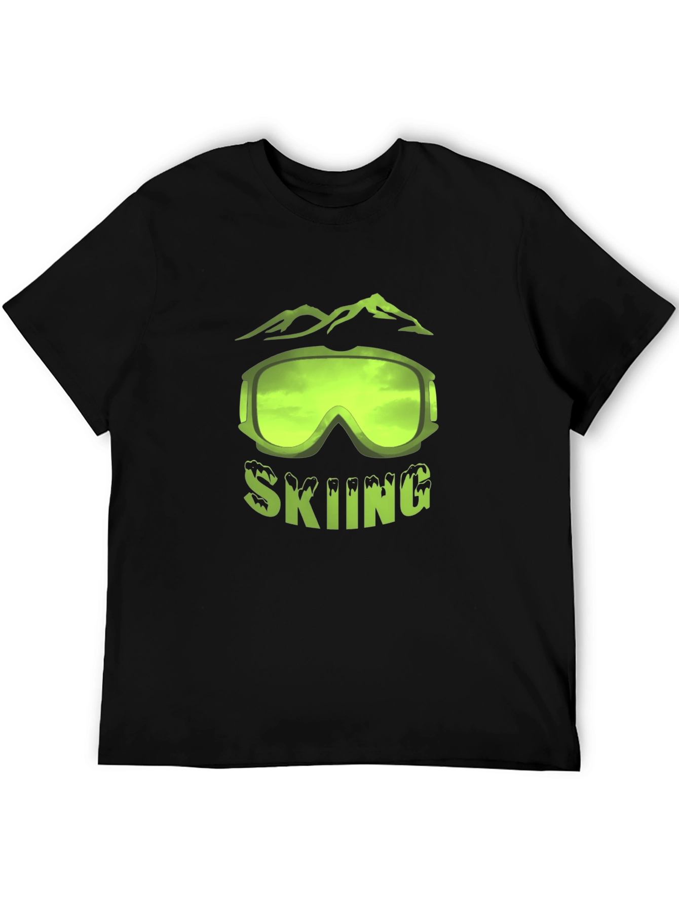 Skiing Graphic T-Shirt - Black Short Sleeve Tee