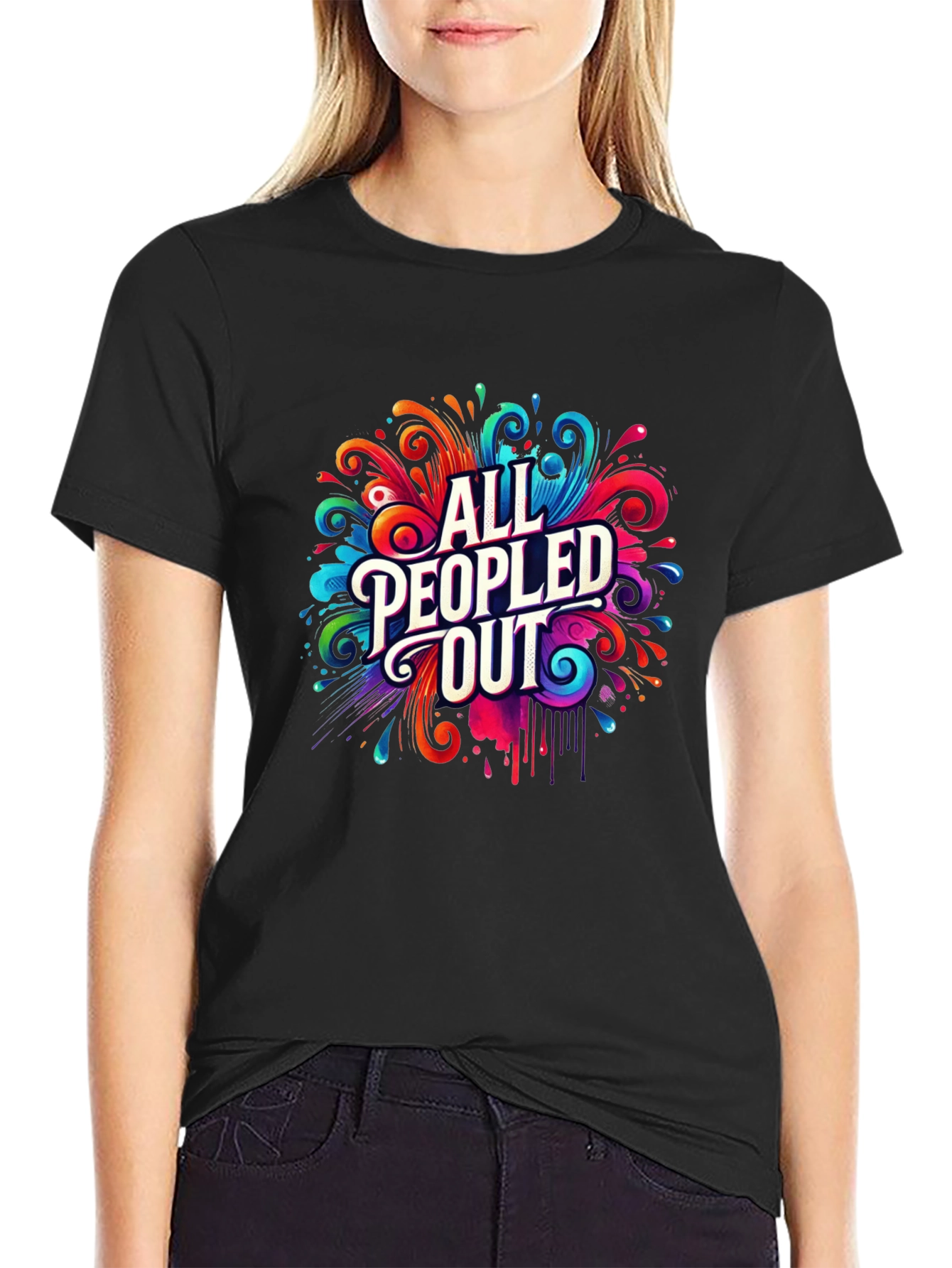 All Peopled Out Graphic Tee - Colorful Design