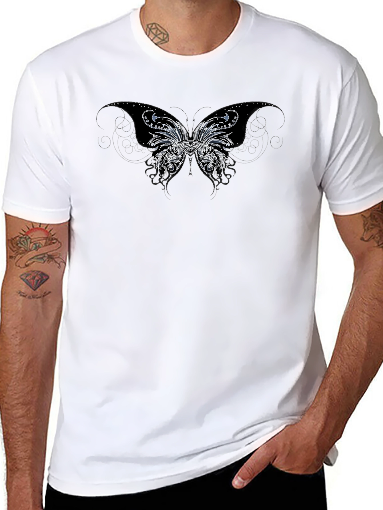Butterfly Graphic T-Shirt - Black Casual Tee