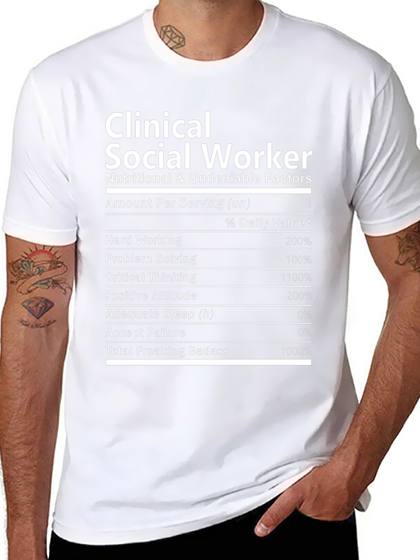 Clinical Social Worker Nutrition Facts Black T-Shirt