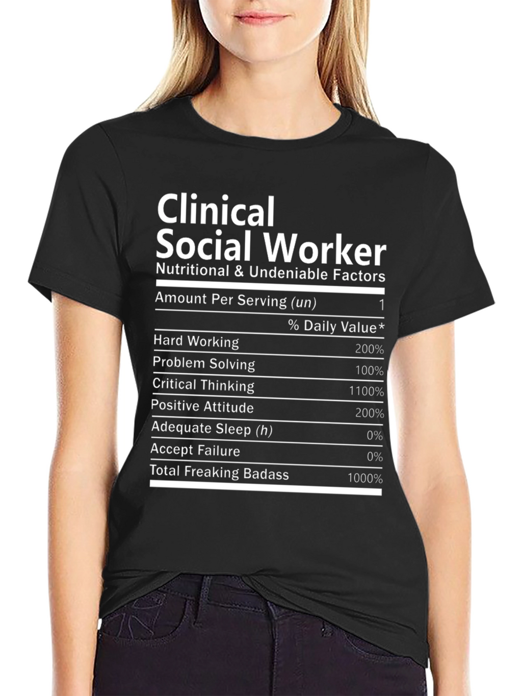 Clinical Social Worker Nutrition Facts Black T-Shirt
