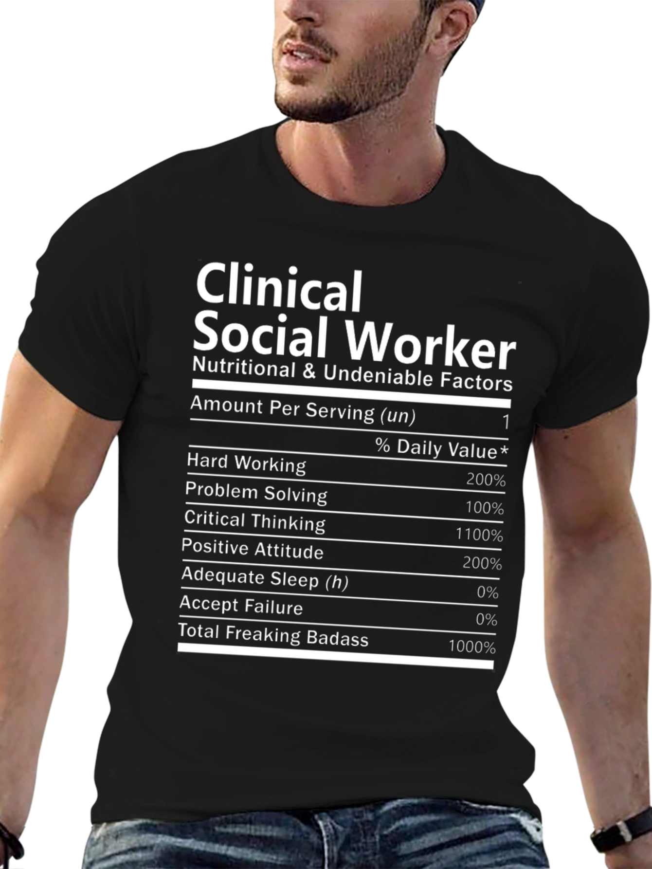 Clinical Social Worker Nutrition Facts Black T-Shirt
