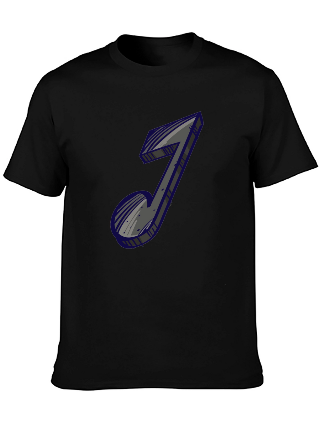 Mens Black Graphic Tee - Music Note Design